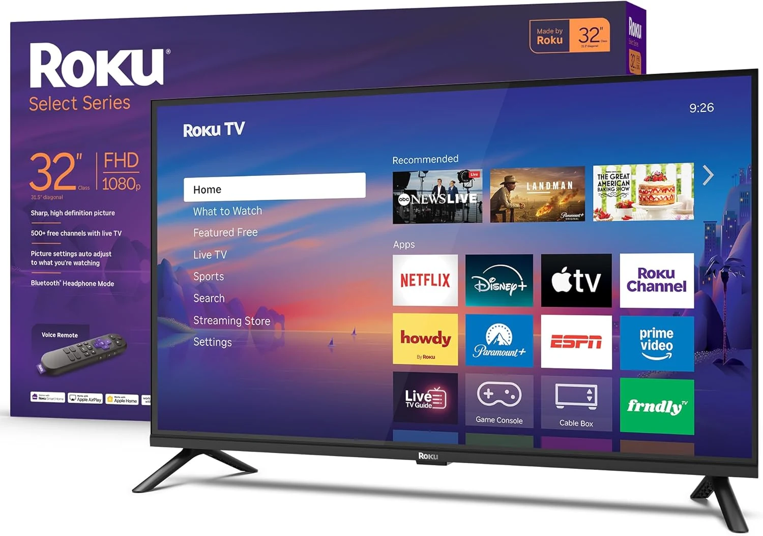 Roku Smart TV 2026 – 32-Inch Select Series, 1080p Full HD TV (Roku TV with Voice Remote)