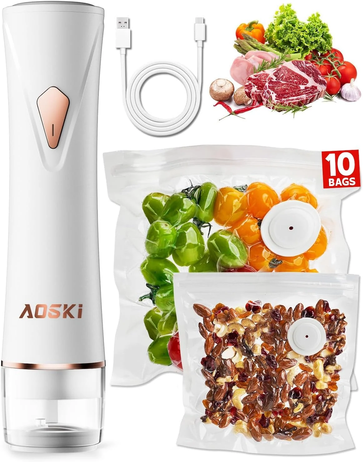 AOSKI Compact Vacuum Sealer for Food Sealer (Handheld Portable, Rechargeable)