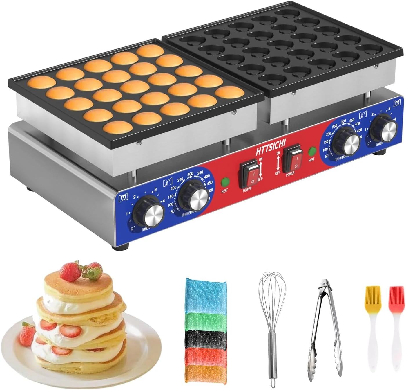 HTTSICHI Mini Pancake Maker (50-piece, round + heart)