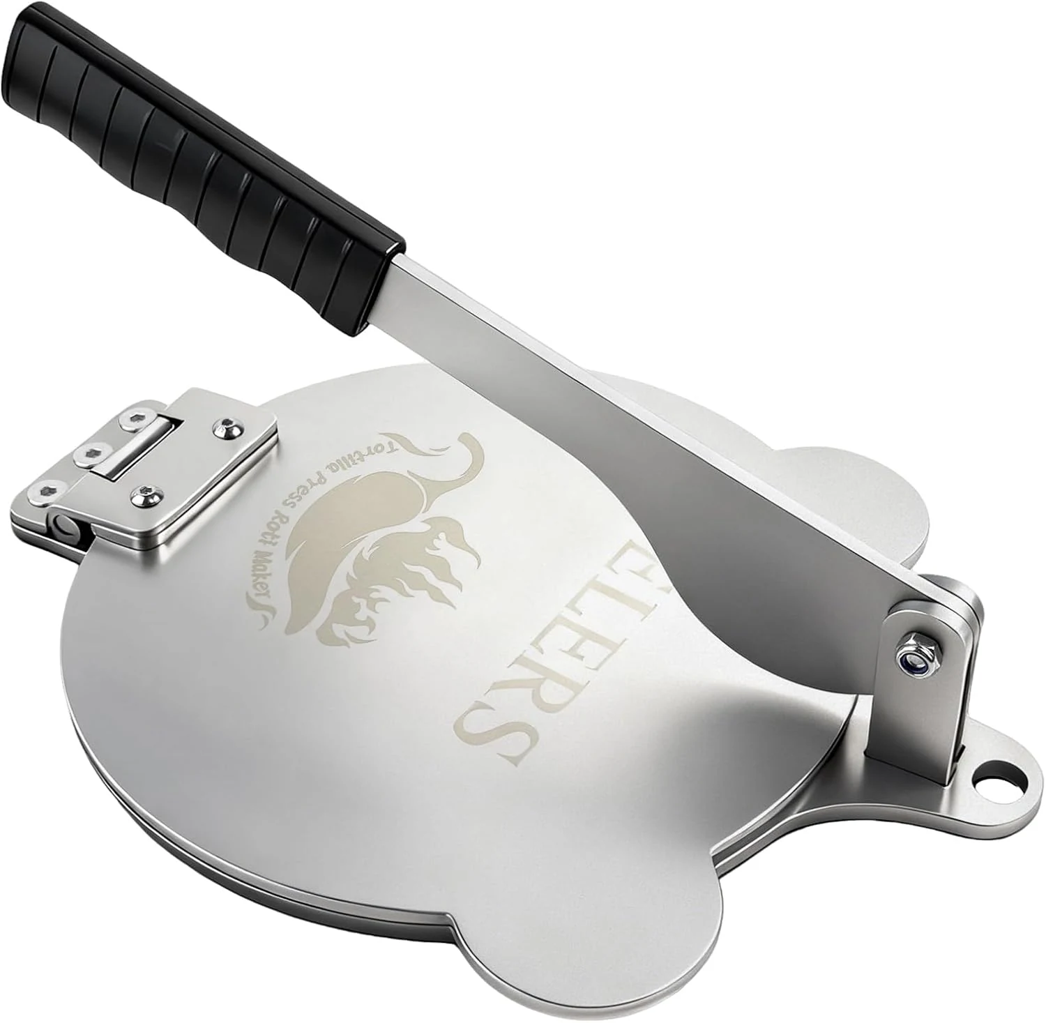 Tortilla Press Stainless Steel, SELERS, Heavy Duty, Adjustable To Press Different Thickness Of Crust, Removable, for Flour Tortilla, Roti, Flatbreads, Taco, Pie, Silver (8.5 inch)