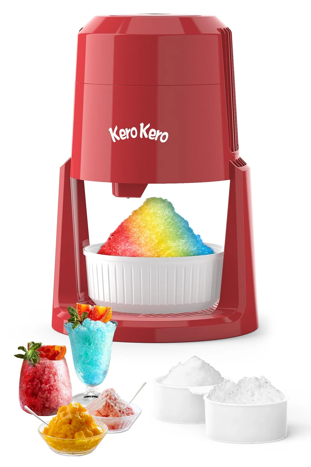 Professional Shaved Ice Machine: RX03 Electric Snow Cone Maker & ICEE Machine for Home, 60W Power, 120V Universal Voltage, Create Fluffy Ice Snow Cones, Slushies and Frozen Treats-Red (Red)