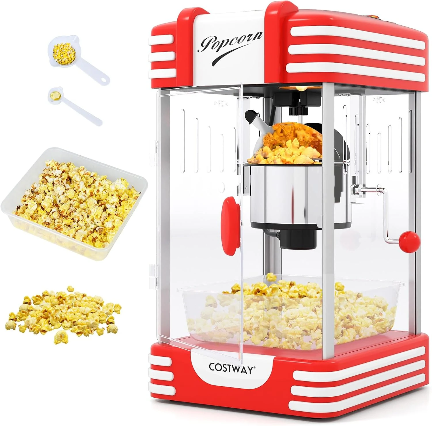 COSTWAY Popcorn Machine, Theater Style Countertop Popcorn Maker with Stainless review