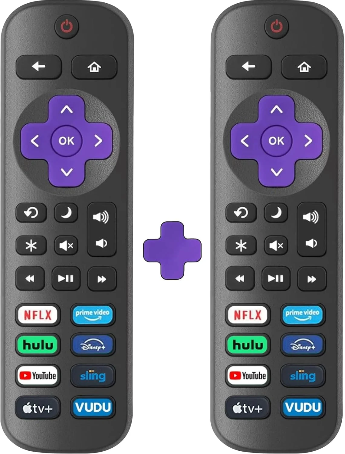 2 Pack Replacement Remote Control Only for Roku TV, Compatible