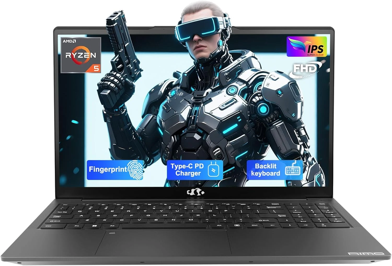 NIMO 15.6'' FHD IPS Student-Laptop-Computer (Ryzen 5, 16GB RAM, 512GB SSD)