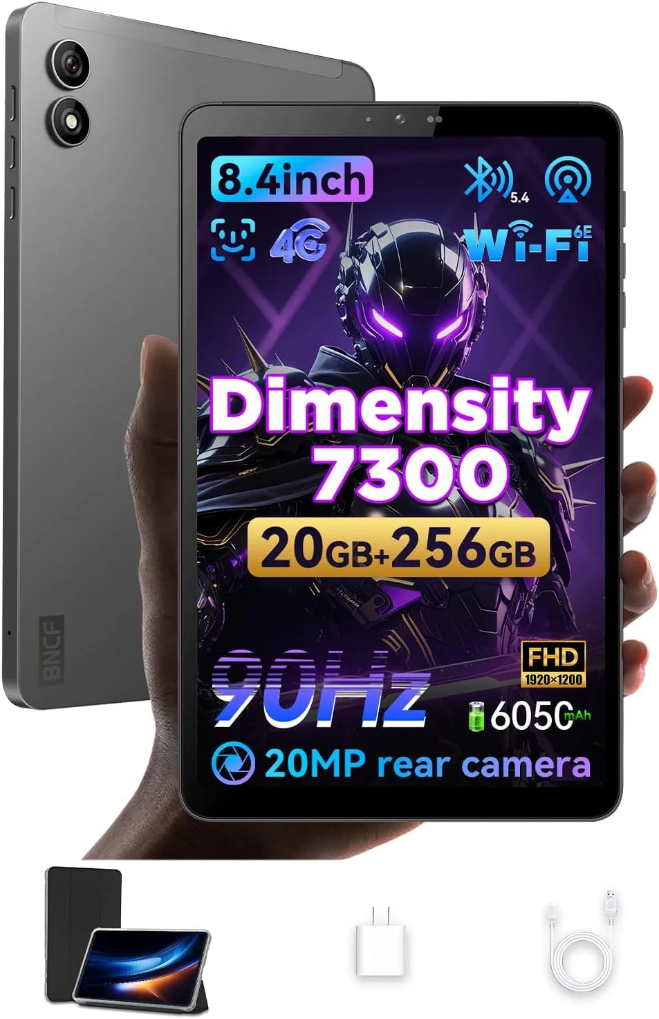 8.4" Android 15 Tablet, Mediatek Dimensity 7300 Octa-Core, 20(8+12)GB+256GB+2TB, 90Hz 1920×1200 FHD, 4G & WiFi 6E, Quad-GPS & BT5.4, 20MP Dual Camera, 6050mAh Bpad Mini Ultra with Protective Case