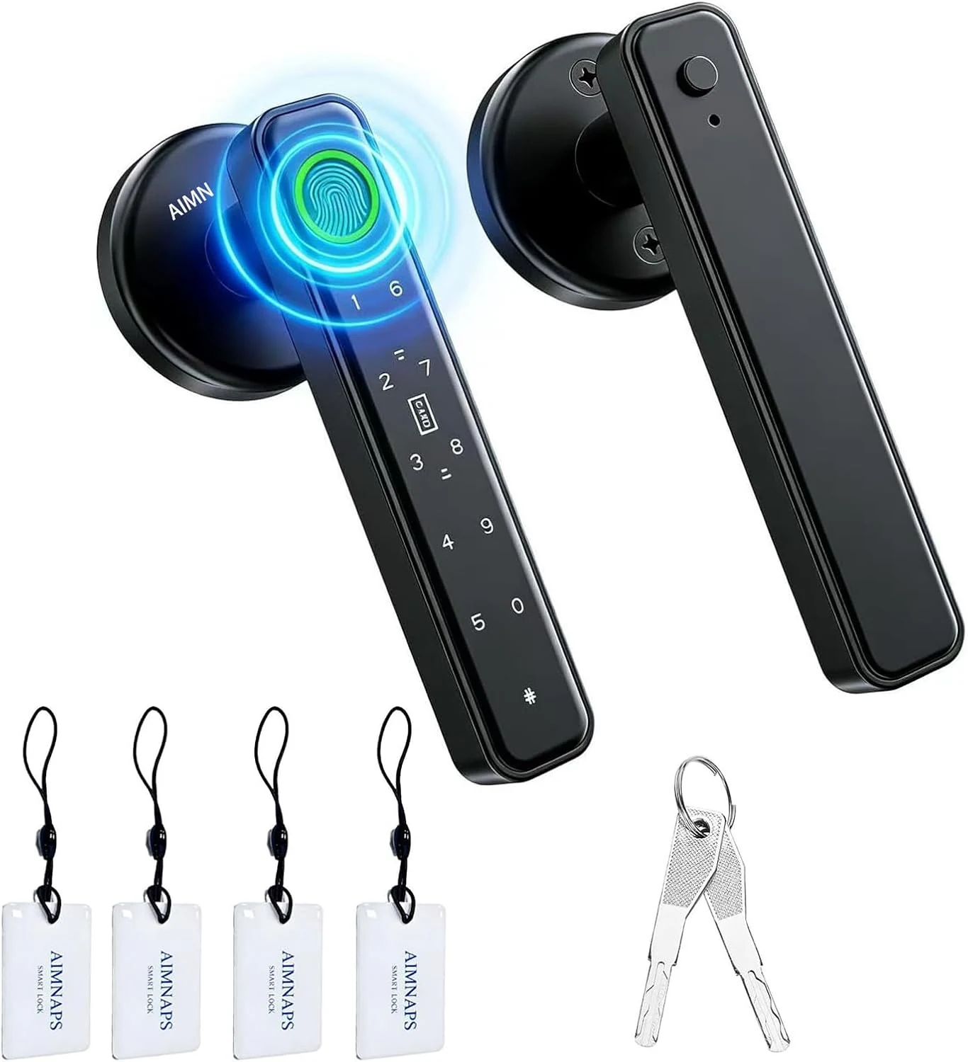 Smart Fingerprint Door Lock, Door Locks for Bedroom, Keyless Entry Door Knob (Fingerprint/Code/Key) Auto Lock for Apartment, Office-Black