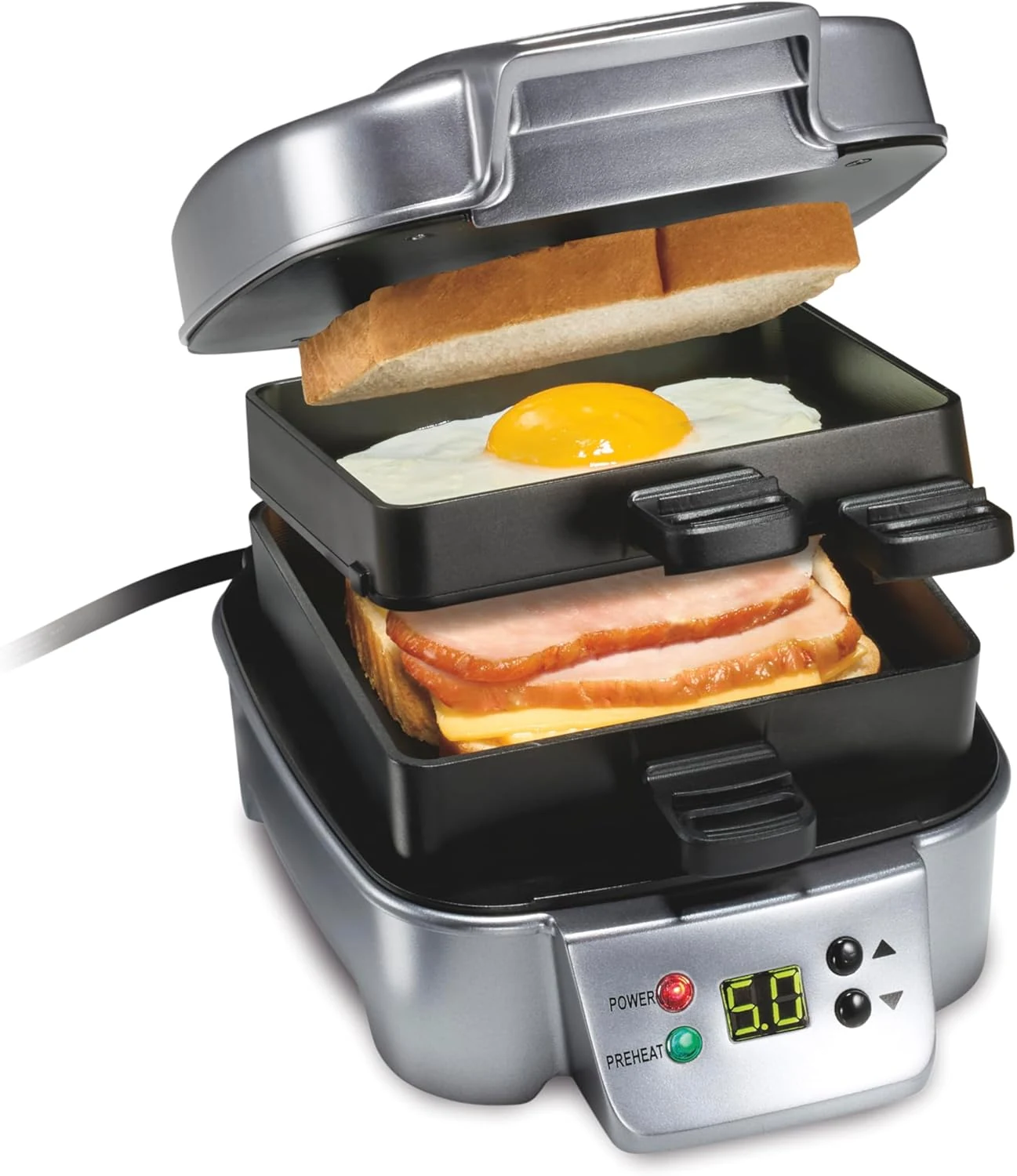 Hamilton Beach Sandwich Stacker Customizable Hot Sandwich Maker, 24 Sq. In.