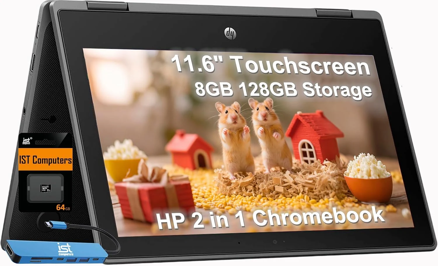 HP Chromebook Pro X360 Fortis 2-in-1 Flip Laptop & Tablet (11.6" Touchscreen, Intel Celeron, 8GB RAM, 128GB Storage)