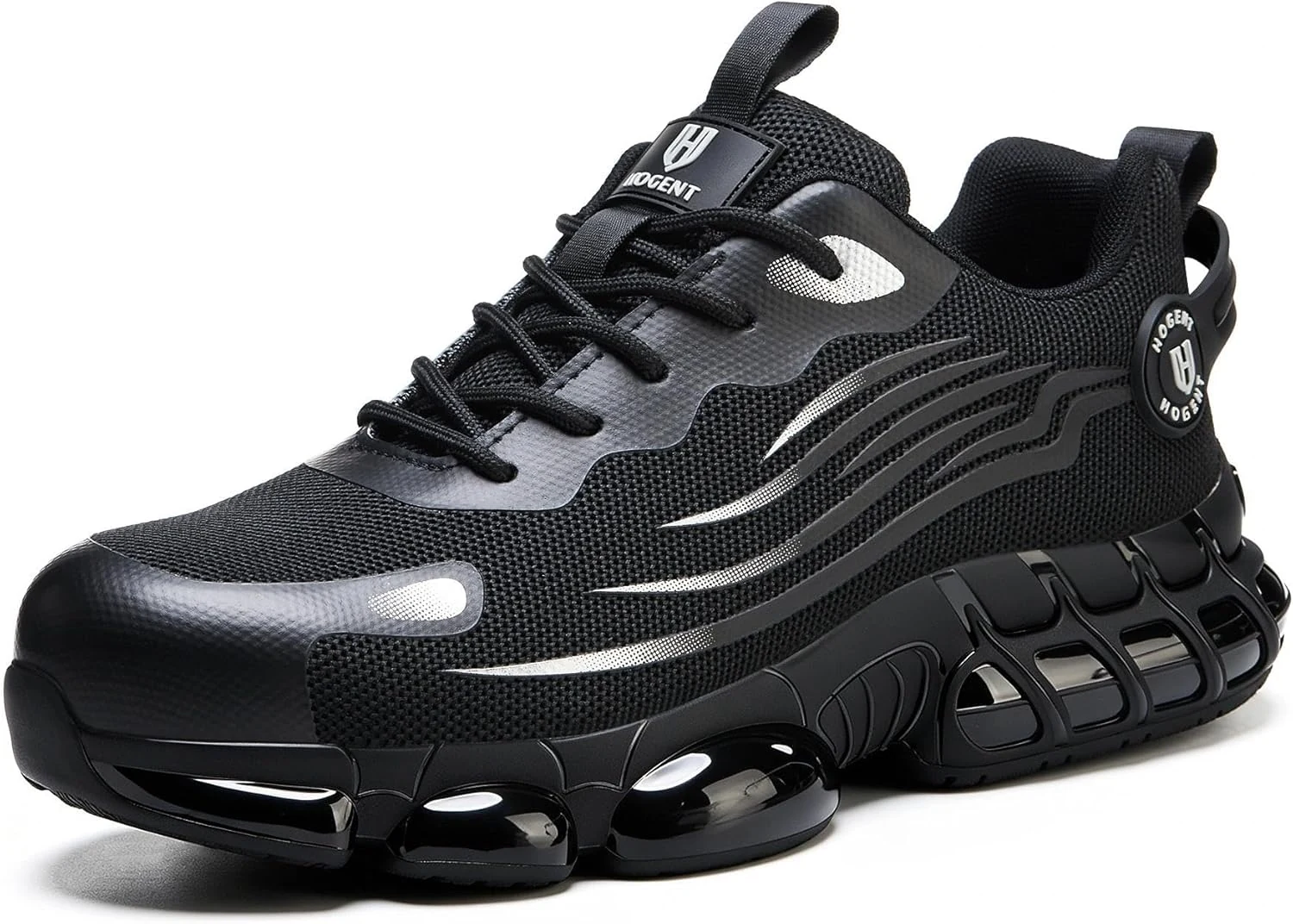 Hogent Steel Toe Shoes for Men Women, Ultra Lightweight Premium Comfortable Work Sneakers, Puncture Proof Air Cushioned All‑Day Wear Safety Toe Shoes for Industrial Construction Warehouse Factory Work