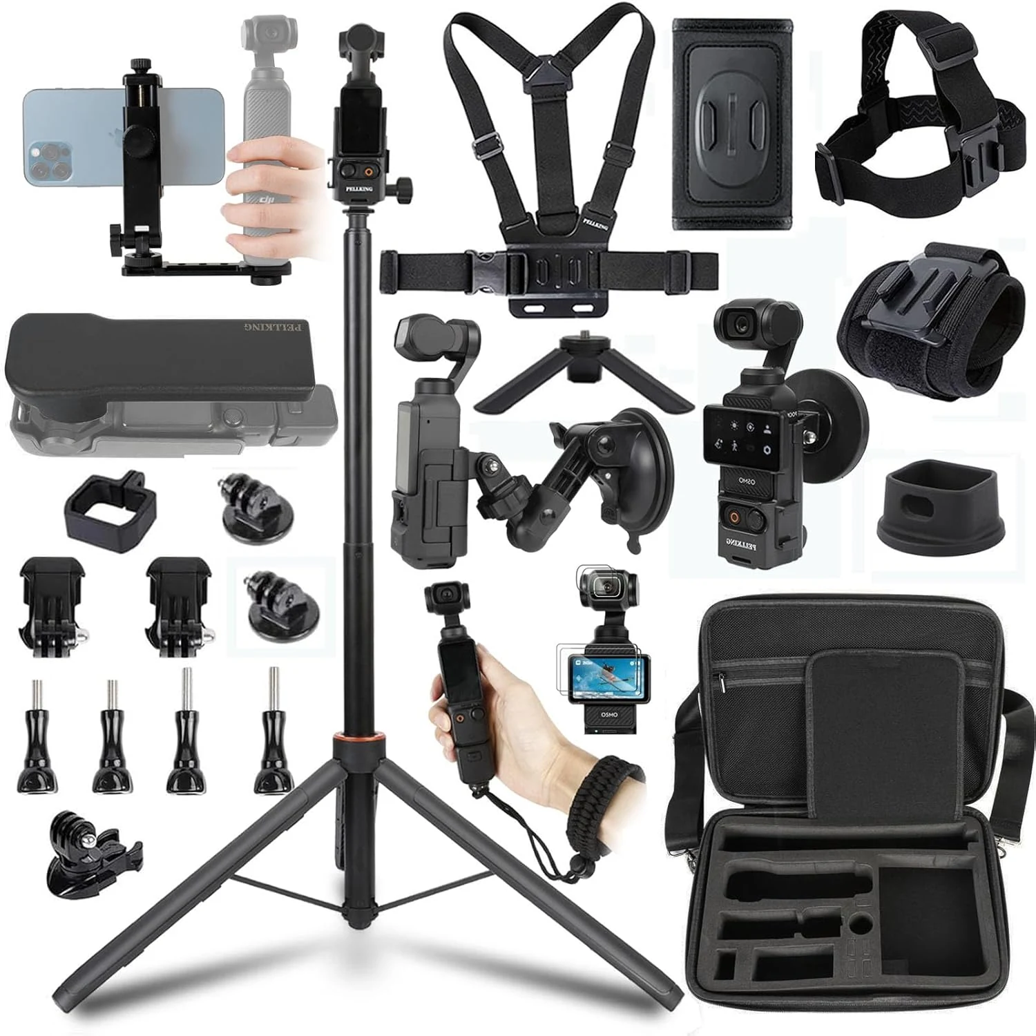 PellKing Accessories Kit for Osmo Pocket 3/4/Xtra Muse, Included Carrying Case
