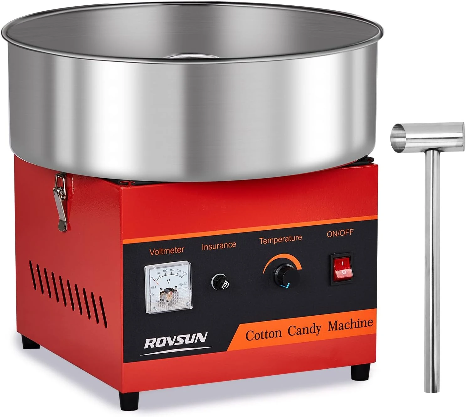 ROVSUN 15 Inch Cotton Candy Machine Commercial, Candy Floss Maker Electric Cotton Candy Maker w/Stainless Steel Bowl & Sugar Scoop for Home Party Carnival Birthday (Red)