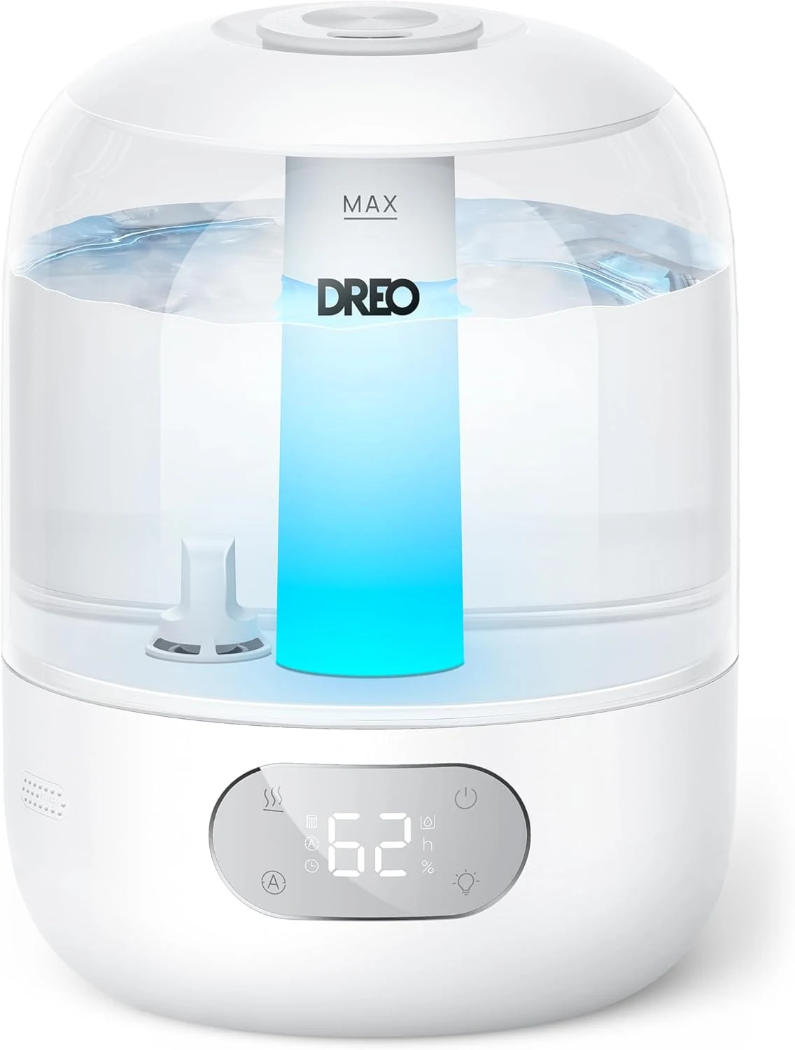 DREO Humidifiers for Bedroom, 3L Top Fill 30H & 26dB Quiet Runtime for Large Room, Cool Mist Ultrasonic Humidifier with Humidity Sensor, Night Light for Home, Baby, Nursery, Plants, New Edition