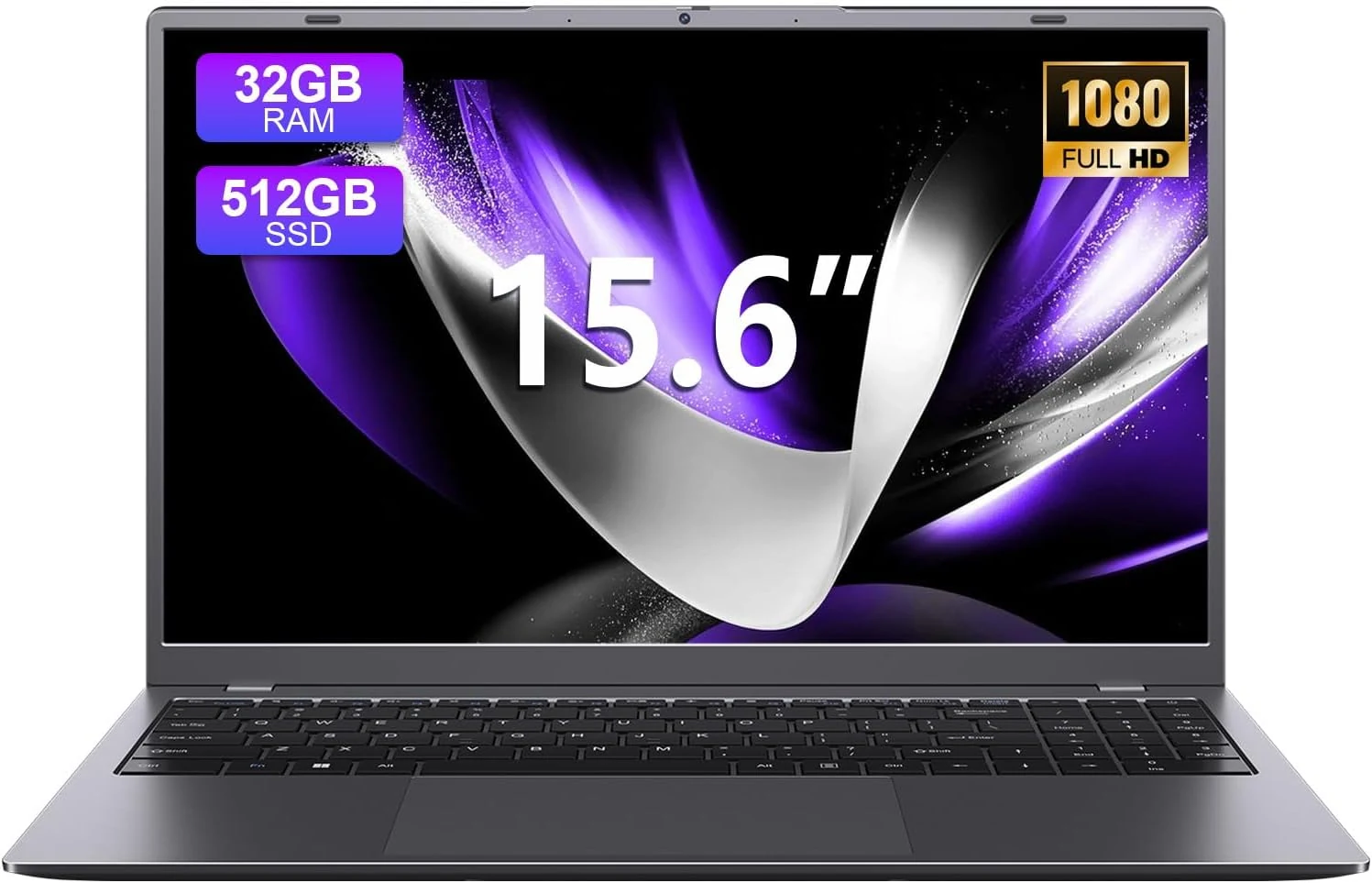 KINOBUC Laptop 32GB RAM 512GB SSD, 15.6 Inch FHD IPS (Pentium Gold 6500Y)