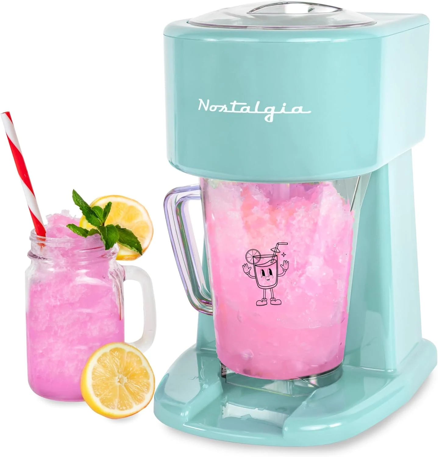 Nostalgia Retro 40-Ounce Frozen Beverage Station - Slushie Machine and Ice Shaver with Automatic Mixing for Soda, Cocktails and Margaritas - Aqua