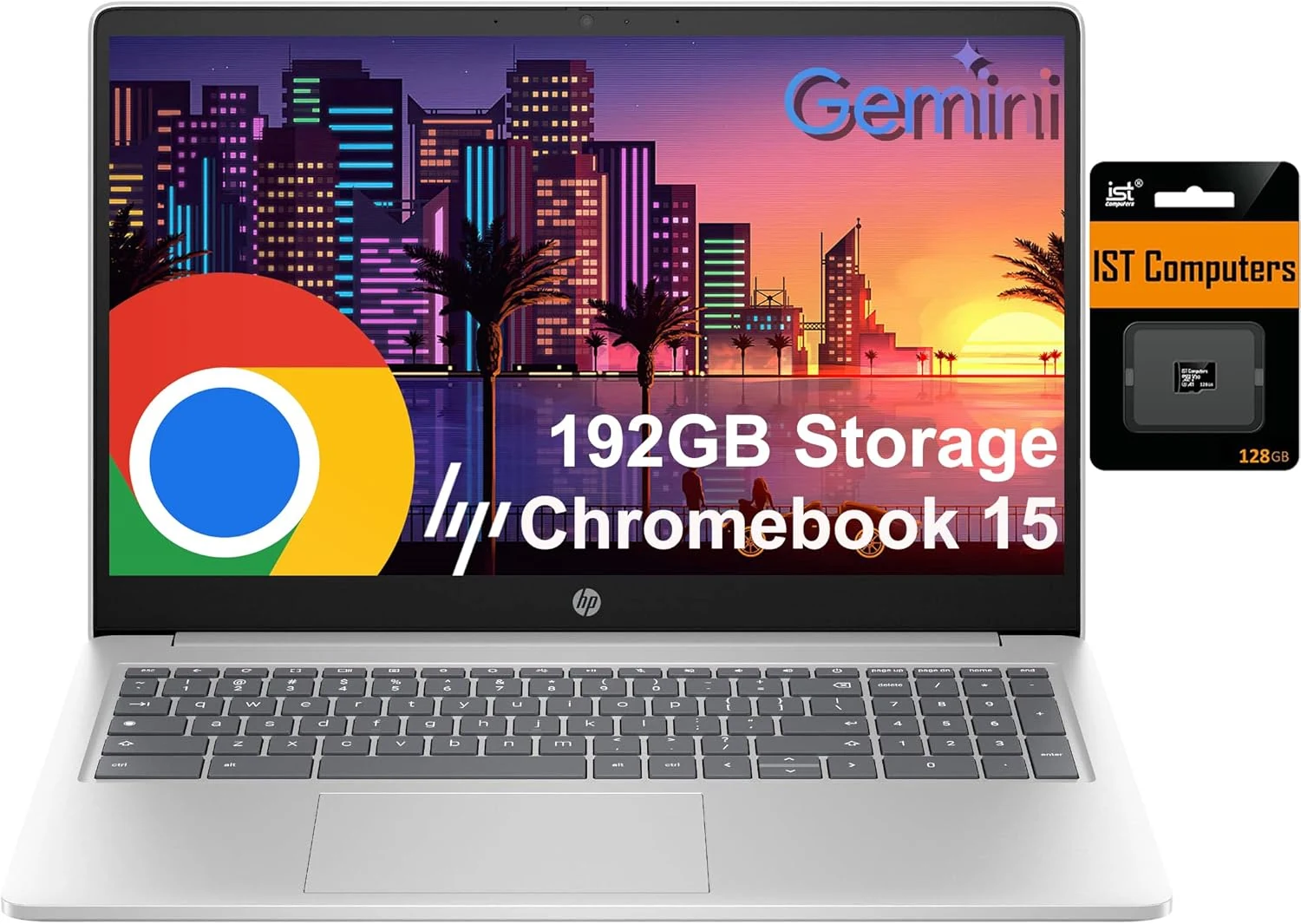 HP Chromebook 15 Laptop (15.6" Anti-Glare, Intel N200, 8GB DDR5 RAM, 192GB Storage, Numeric Keyboard, Chrome OS)