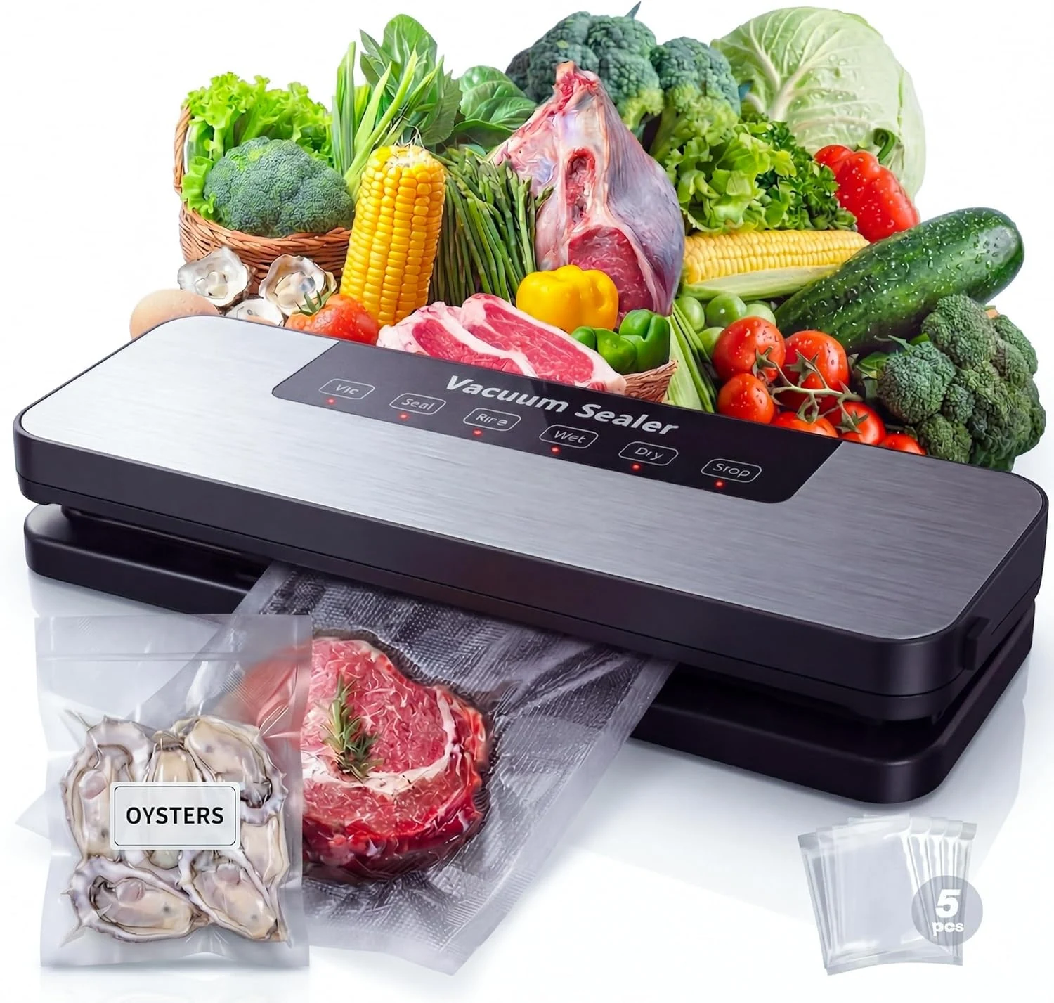 XXULDCF vacuum sealer machine with LED display (80 kPa, 20-second fast sealing)
