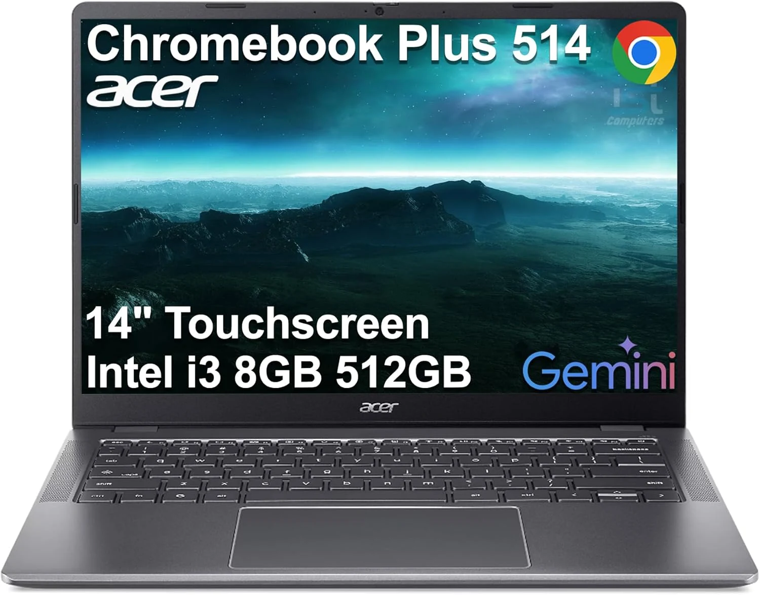 Acer Chromebook Plus 514 Laptop (14" FHD+ Touchscreen, Intel 8-Core i3-N355, 8GB RAM, 512GB SSD)