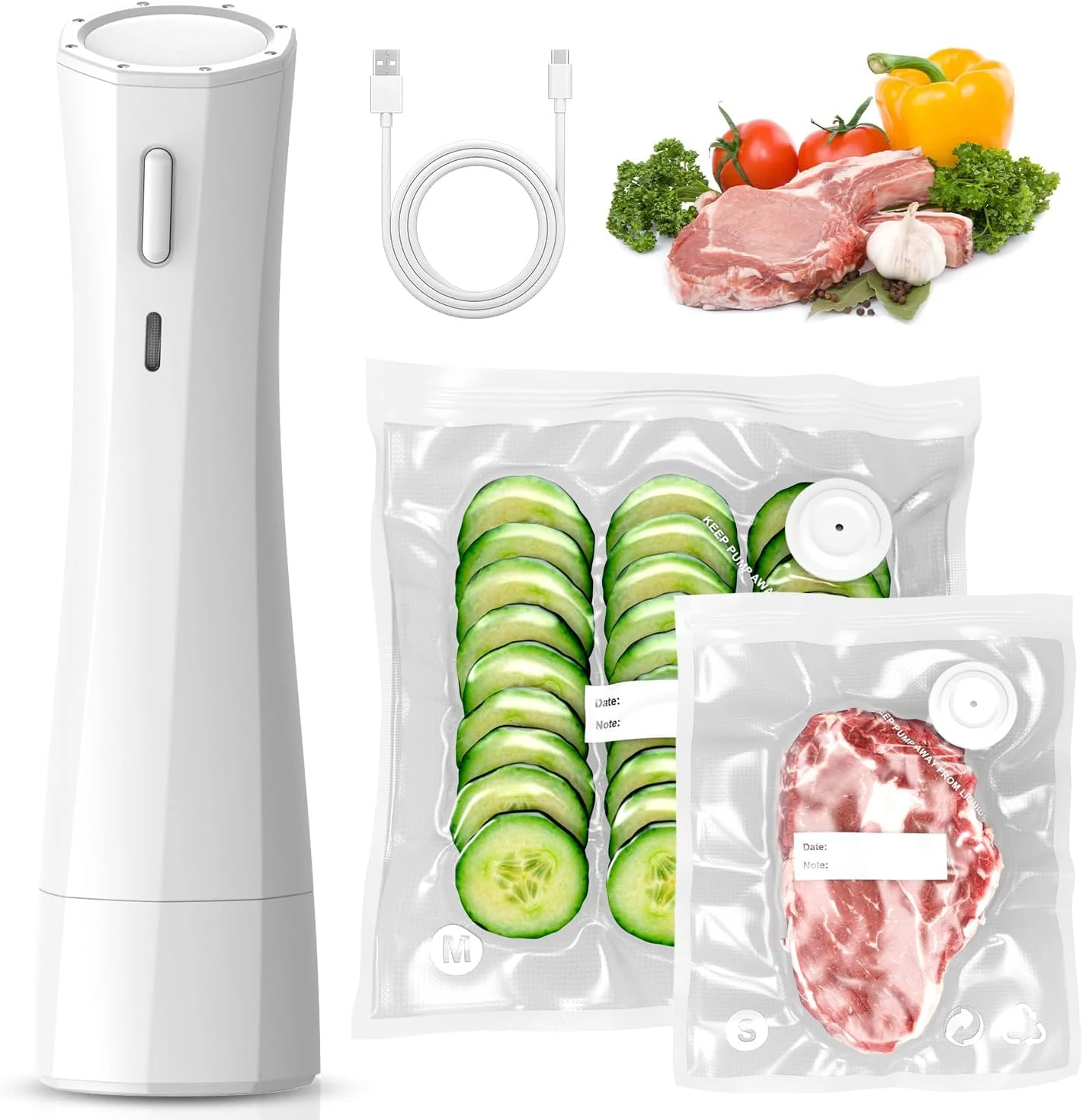 Handheld Vacuum Sealer for Food Storage: Portable Vacuum Sealing Machine with 30 Vacuum Bags