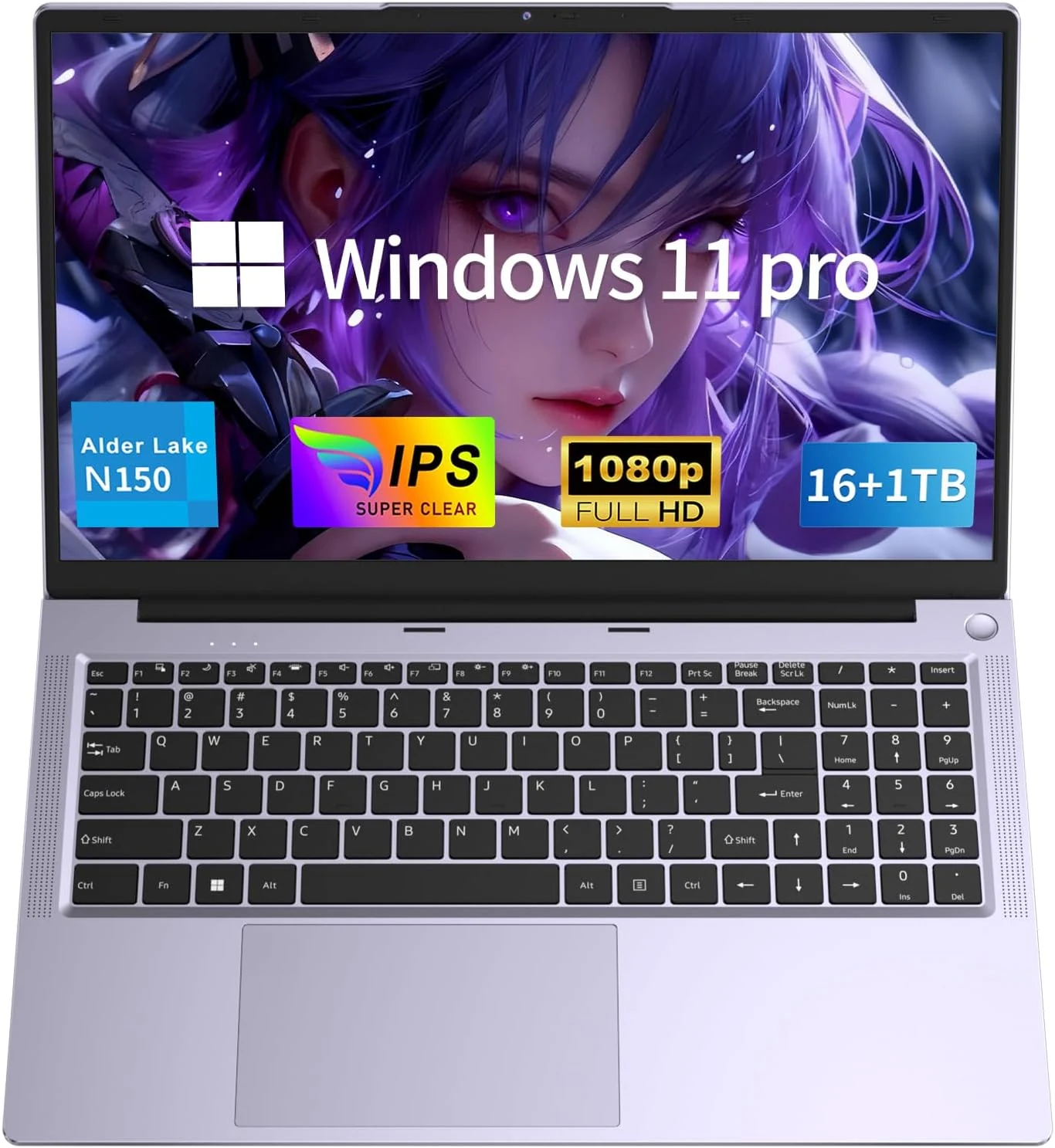 MOONFISH Gaming Laptop Computer (15.6-Inch, Windows 11 Pro, 16GB RAM, 1TB SSD, Intel N150)
