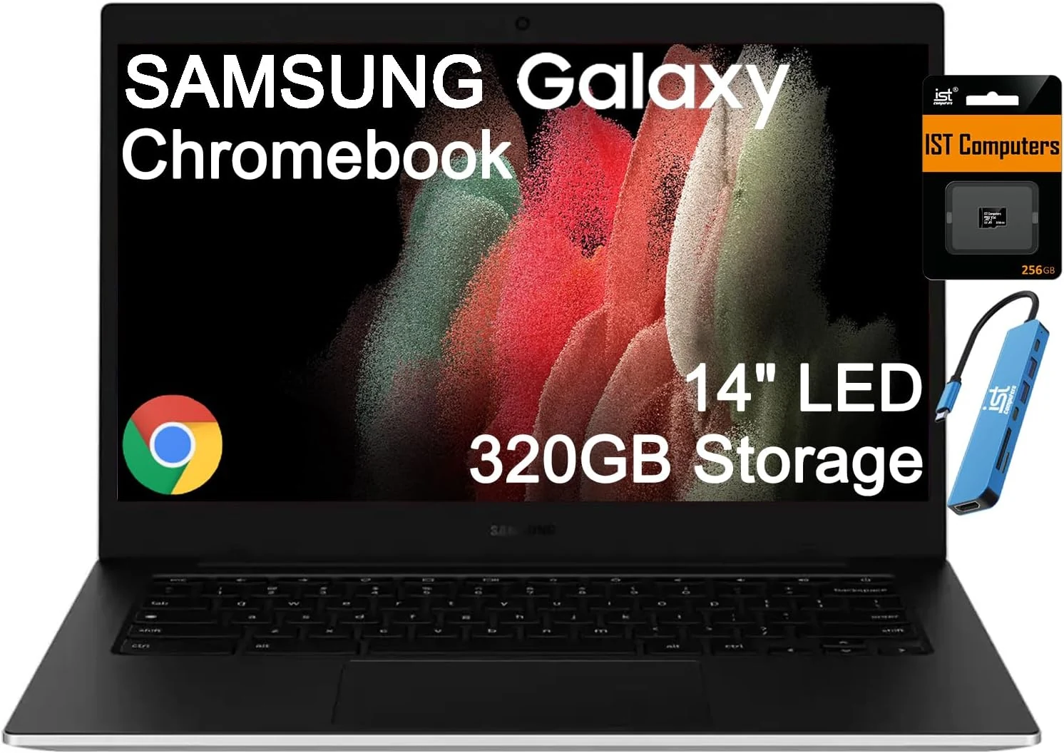 Samsung Galaxy Chromebook Go Laptop (14" LED, Intel Celeron N4500, 320GB Storage (64GB eMMC + 256GB SD Card))