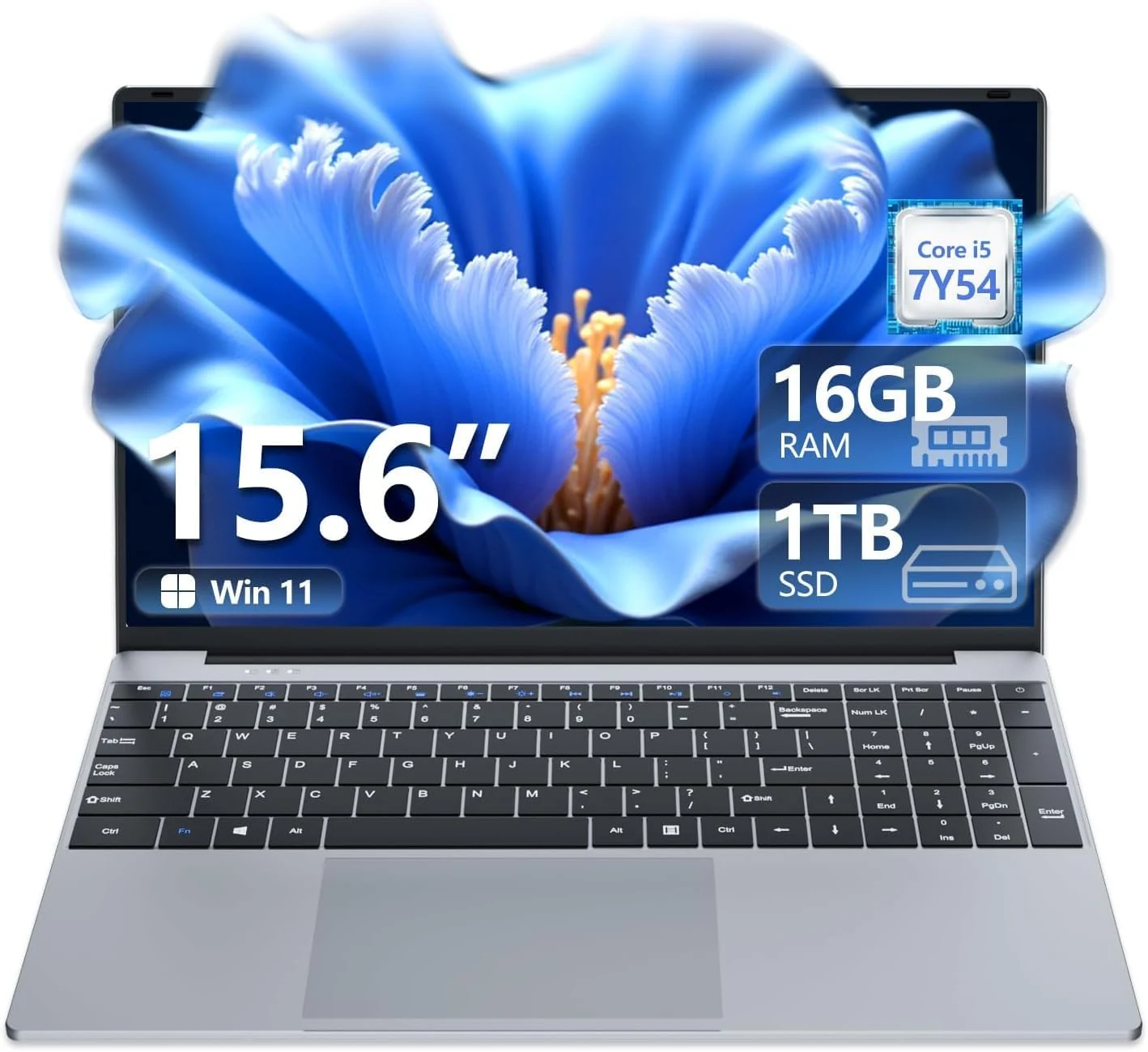 Laptop, 15.6 inch Laptop Computer Core i5-7Y54(Up to 3.20 GHz), 16GB RAM 1TB SSD, Win 11 Pro, Office 365, FHD IPS