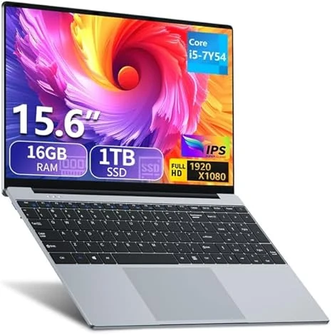 Laptop Computer 2026, 15.6 inch Core i5-7Y54, Win 11 Pro (16GB RAM, 1TB SSD)