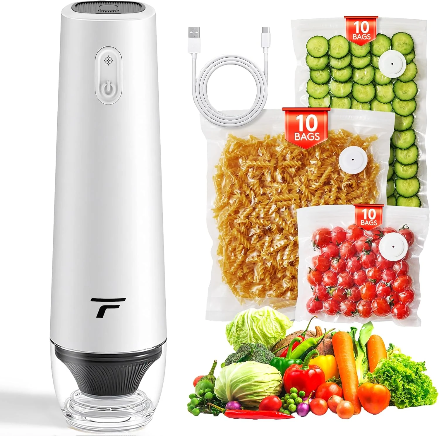 Tynjuov compact handheld vacuum sealer for food (Pebble)