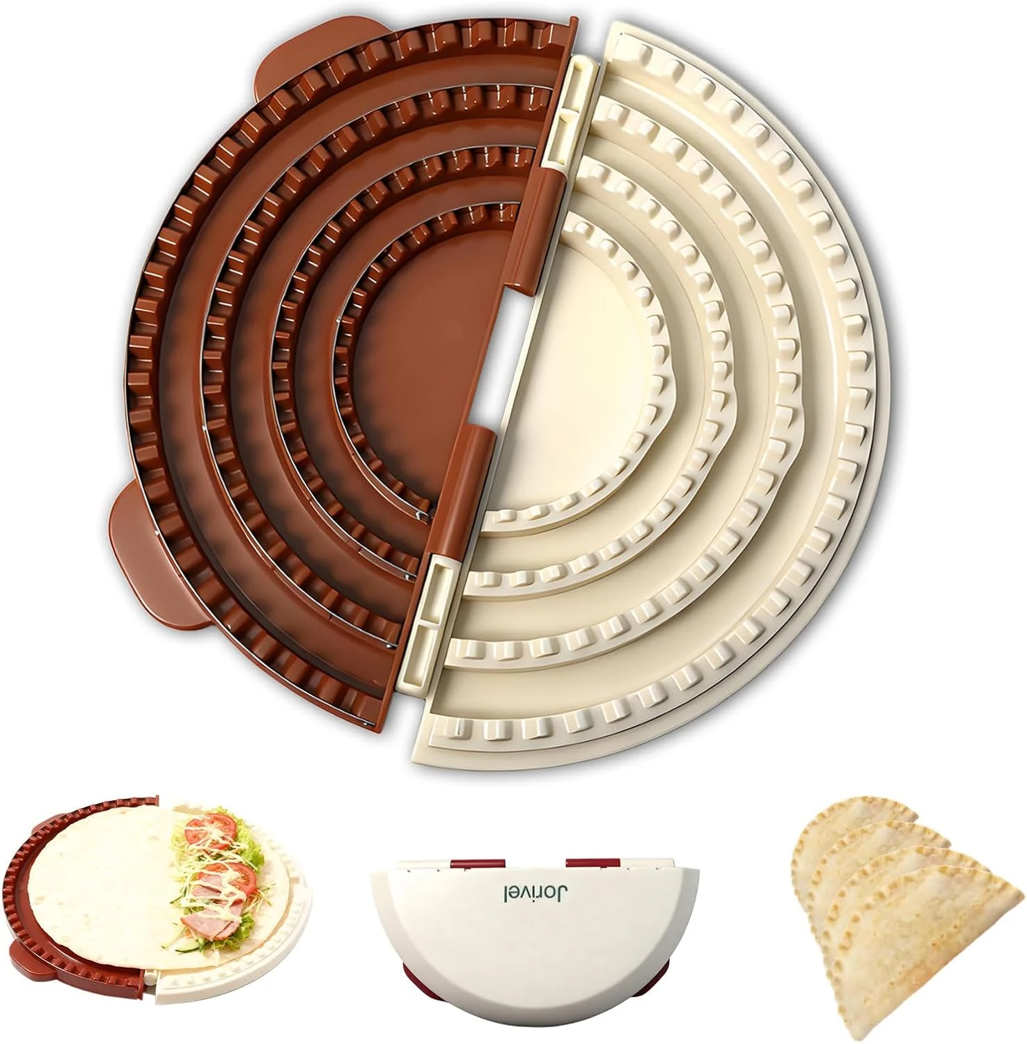 4-in-1 Tortilla Sealer w/Stainless Steel Edge for 4/6/8/10 Inch Flour Tortillas, Tacos, Quesadillas, Burritos