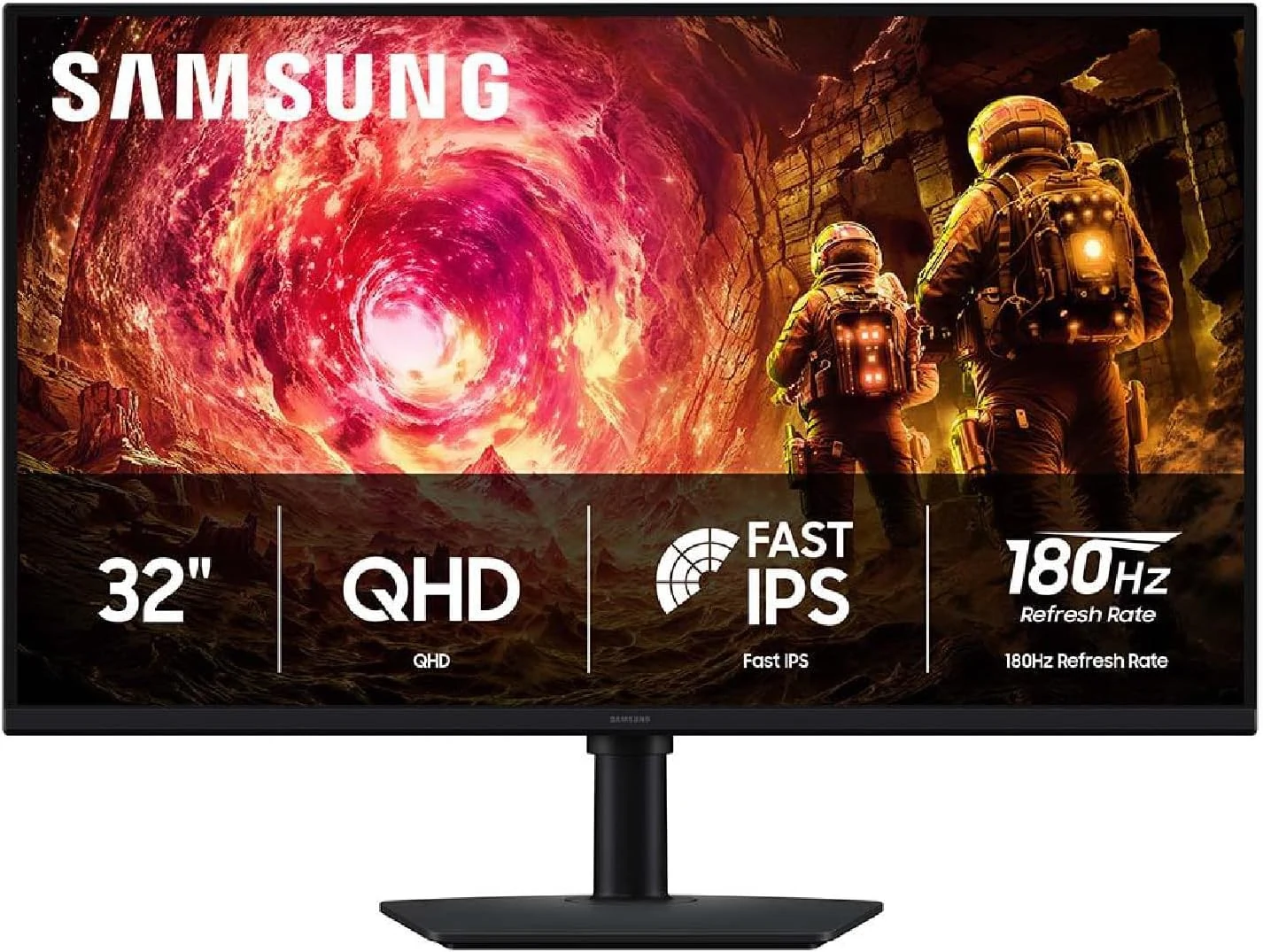 Samsung 32” Odyssey G5 G50F QHD Resolution Gaming Monitor, 180Hz Refresh Rate, Fast IPS Panel, HDR10, NVIDIA G-Sync Compatible, 1ms Response Time (GtG), AMD FreeSync™, Adjustable Stand, LS32FG502ENXZA