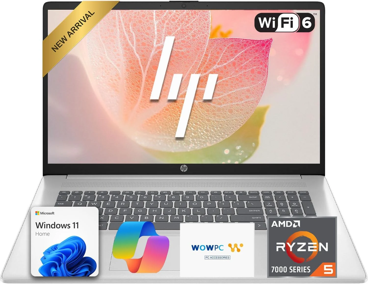 HP 17.3" AI-Ready FHD Business Laptop | 6-Core AMD Ryzen 5 Processor | 8GB DDR4 RAM | 256GB PCIe SSD | Window 11 + Copilot | Wi-Fi 6 | HDMI | Camera with Privacy Shutter & AI Noise Reduction