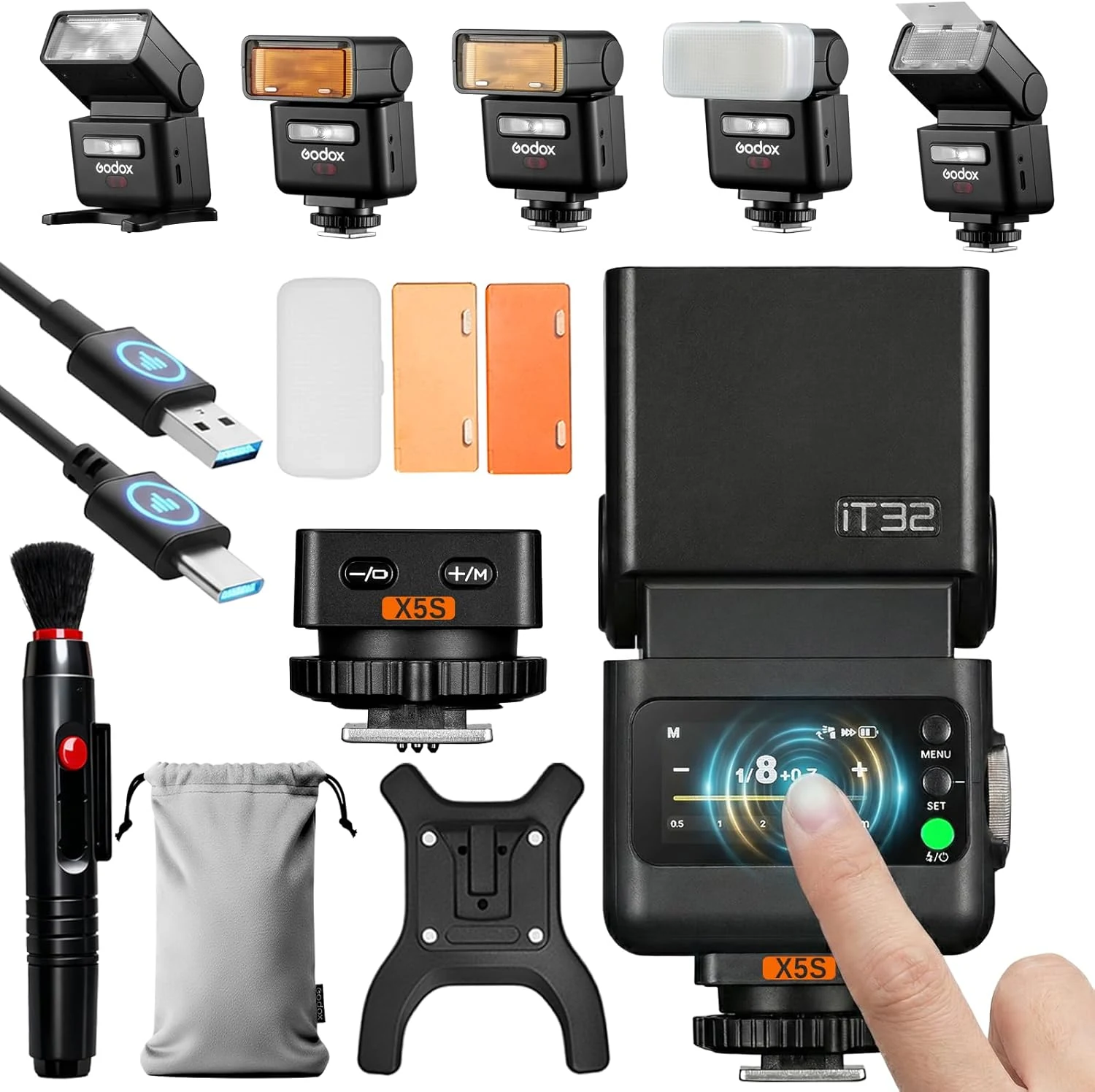 Godox IT32 TTL Camera Flash with X5S Flash Trigger for Sony Cameras
