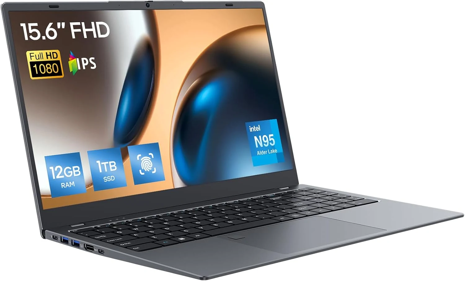 15.6 Inch FHD Laptop, N95 Quad-Core, 12GB DDR5 RAM 1TB SSD (ECOHERO)