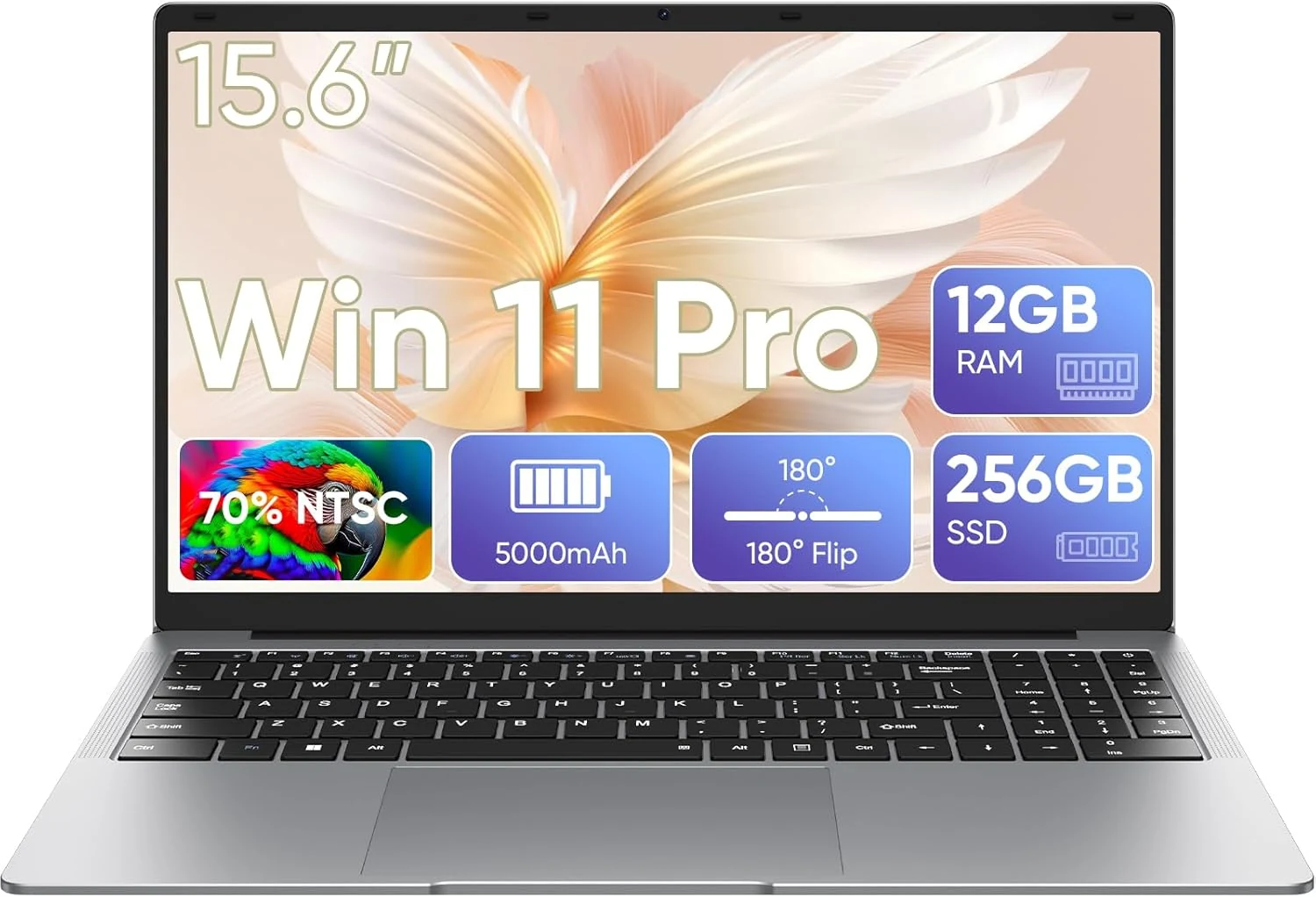 15.6" FHD Laptop, 12GB RAM 256GB SSD, Celeron N4000, Win 11 Essential Laptop Computer