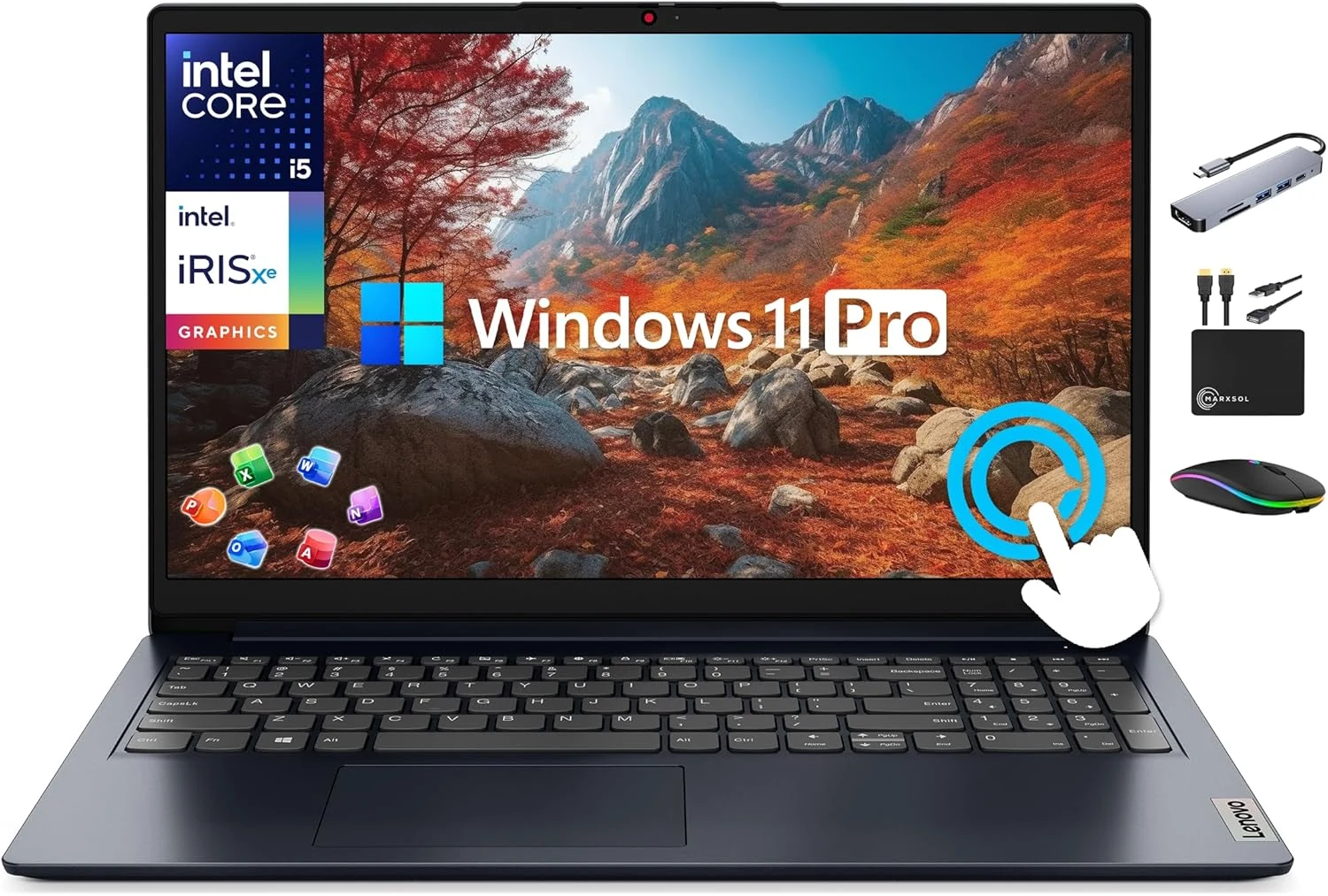 Lenovo IdeaPad 15.6" FHD IPS Touchscreen Laptop, Business AI Computer
