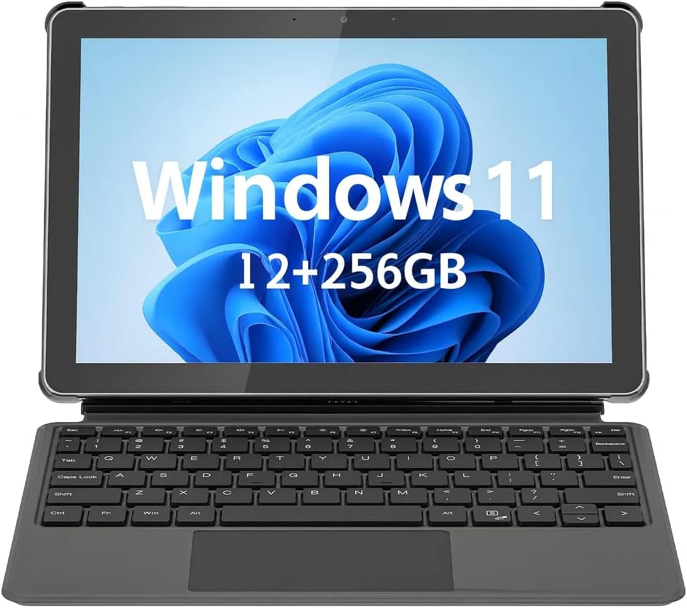 AWOW Windows 11 Tablet with Keyboard: 10.1" in-Cell Display Tablet PC, Mini Laptop 2-in-1, Intel N150, 12GB RAM 256GB SSD