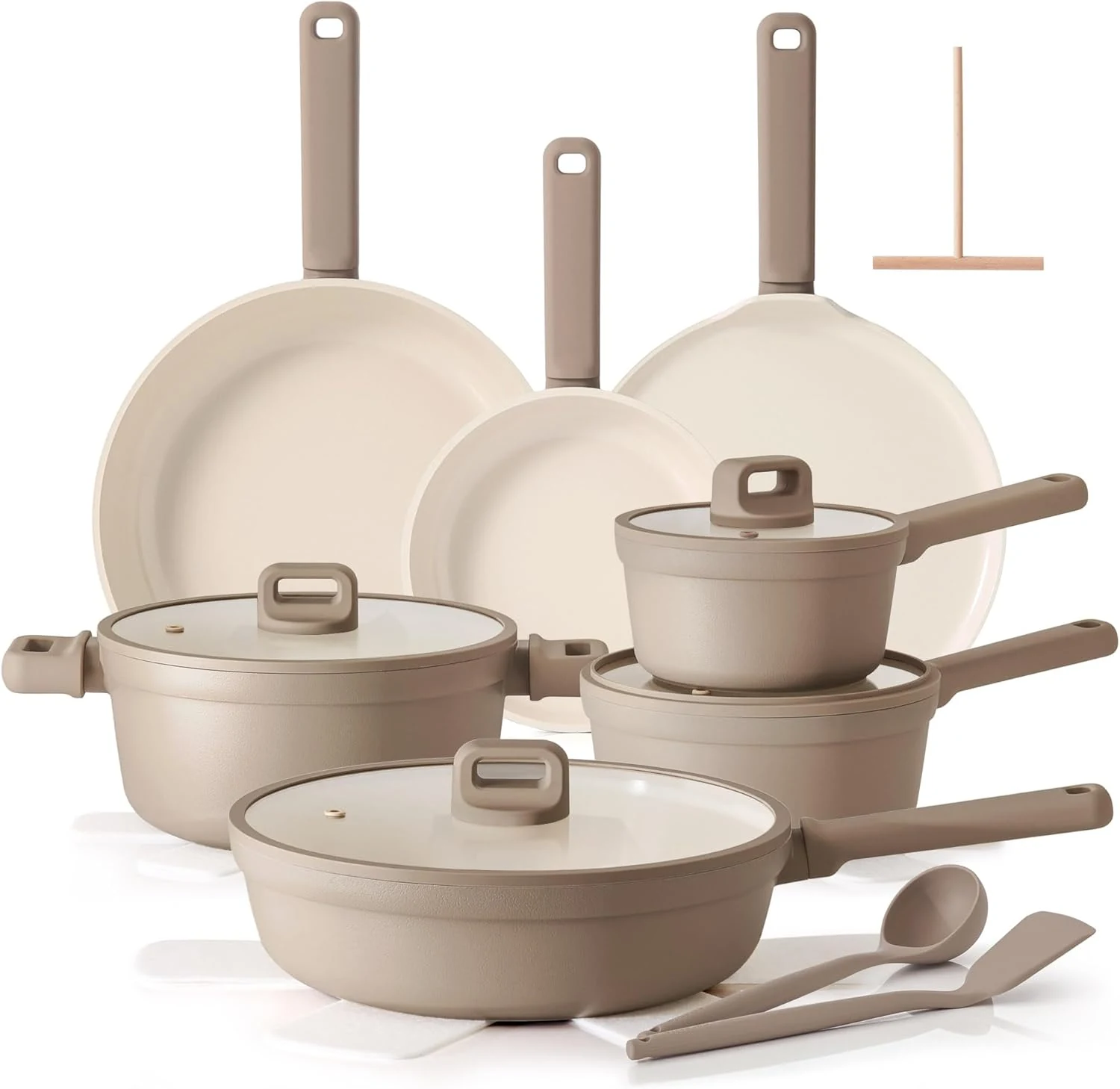SENSARTE 20Pcs Pots and Pans Set Nonstick, Ceramic Cookware Set Non Stick, PFAS/PTFE/PFOA Free, Induction Compatible, Dishwasher Safe