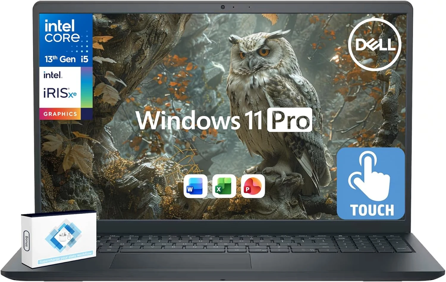 Dell Inspiron 15 Touchscreen Business Laptop, Lifetime Office, AI Copilot, 15.6” FHD IPS