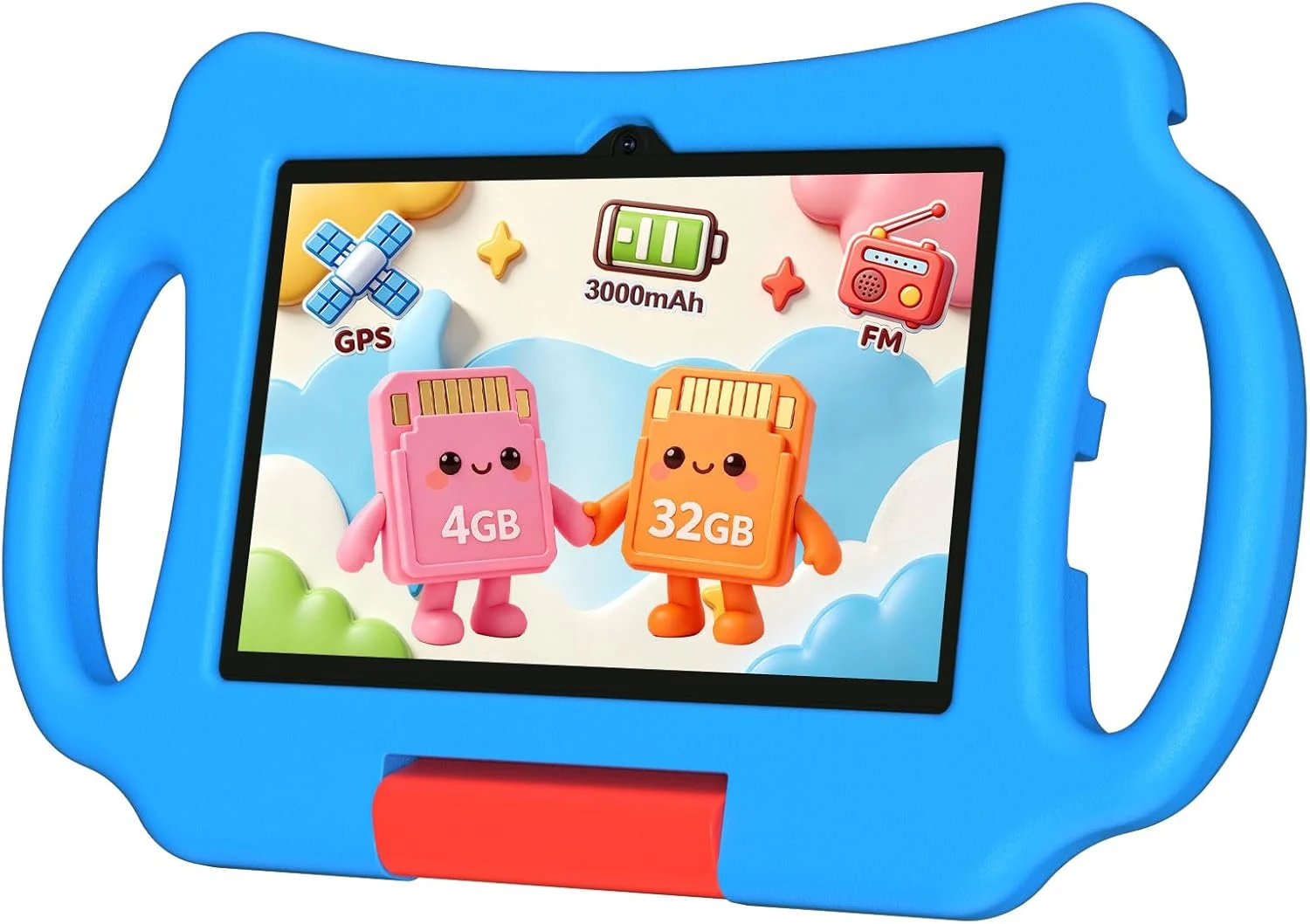 Kids Tablet 7 inch Android 12.0 for Toddler, 4GB RAM 32GB ROM Bluetooth IPS Screen Parental Control Dual Camera Shockproof Case for Educational Games (Blue)