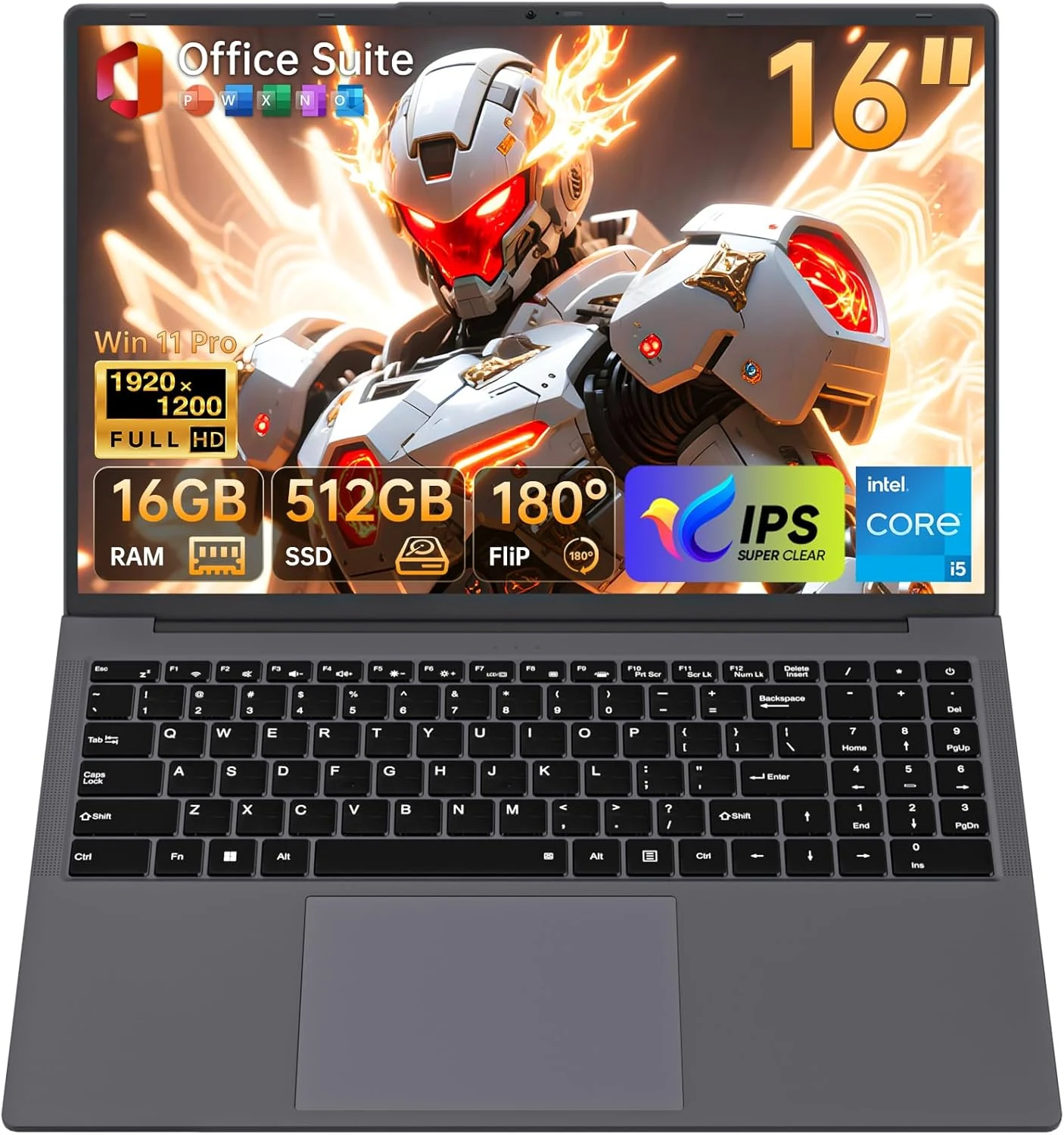 16" Laptop Computer, Core i5 Processor(up to 3.6 GHz) 16GB RAM 512GB SSD, Win 11 Pro Office Suite 1920x1200 FHD 16:10 IPS Display Notebook