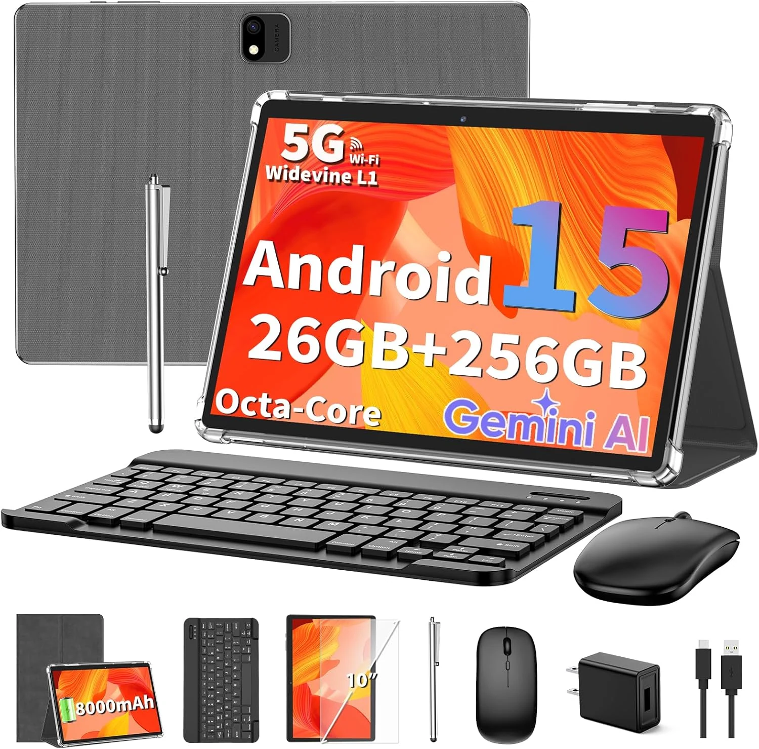 Relndoo Android 15 tablet with keyboard (TB02)