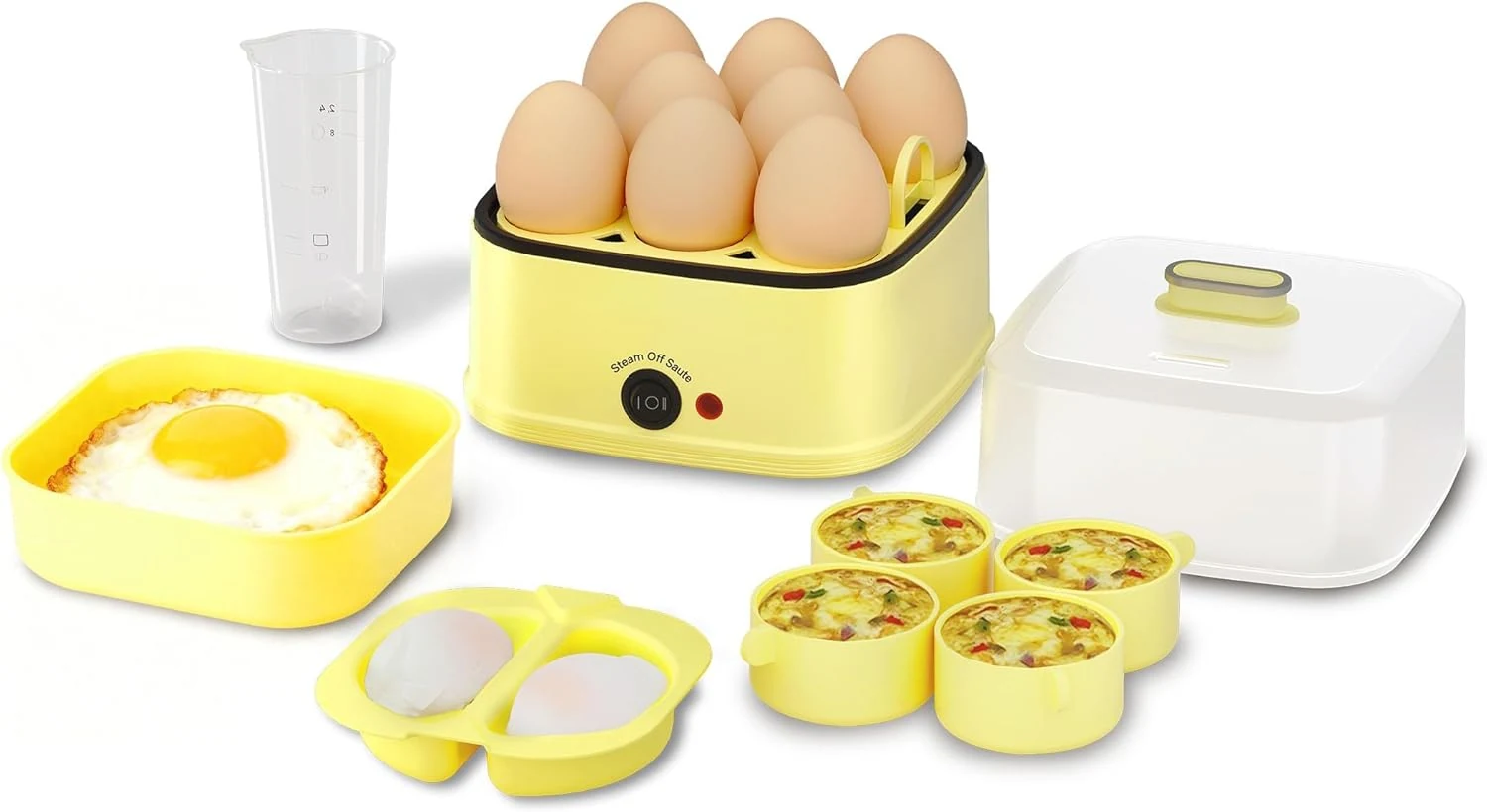 8-in-1 Electric Egg Cooker, Rapid Egg Boiler for Hard, Soft & Poached Eggs