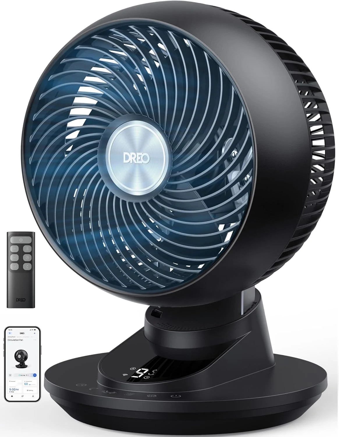 DREO Smart Fan for Bedroom, Powerful 85 ft Airflow, 12 Inches, Desk Fans in 20dB Quiet