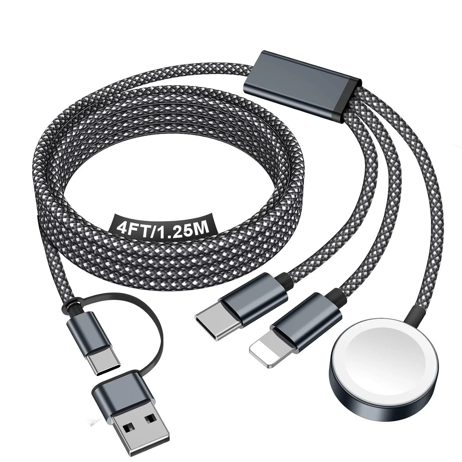 Travel Essentials for Apple Watch Charger,iPhone Charger,3 in 2 Type C/Lightning/Magnetic Travel Charging Cable