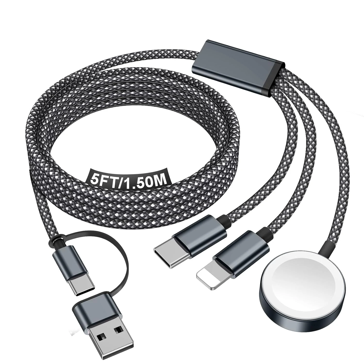 Travel Essentials for Apple Watch Charger,iPhone Charger,3 in 2 Type C/Lightning/Magnetic Travel Charging Cable