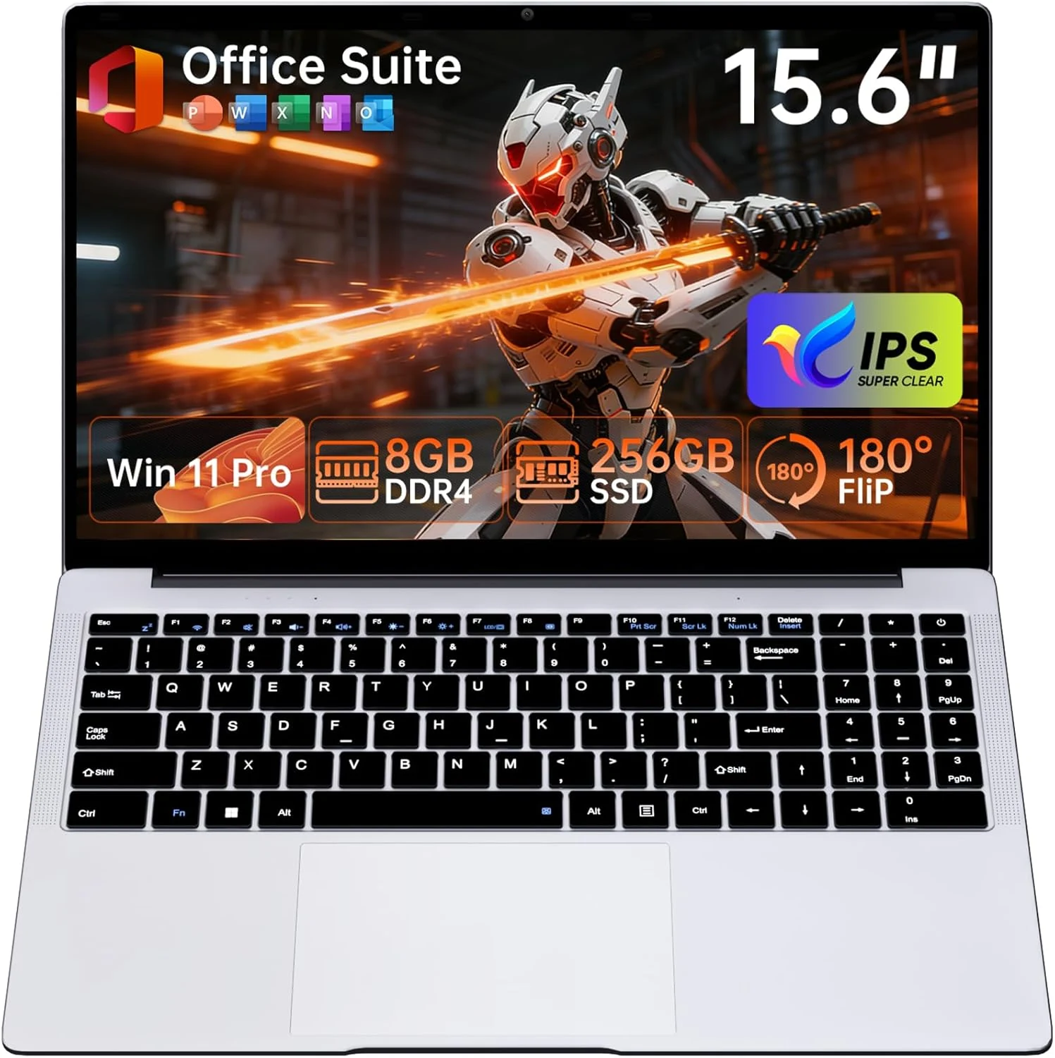 15.6" Laptop Computer (8GB RAM, 256GB SSD, Celeron N4000, Win 11 Pro) by Moxalc