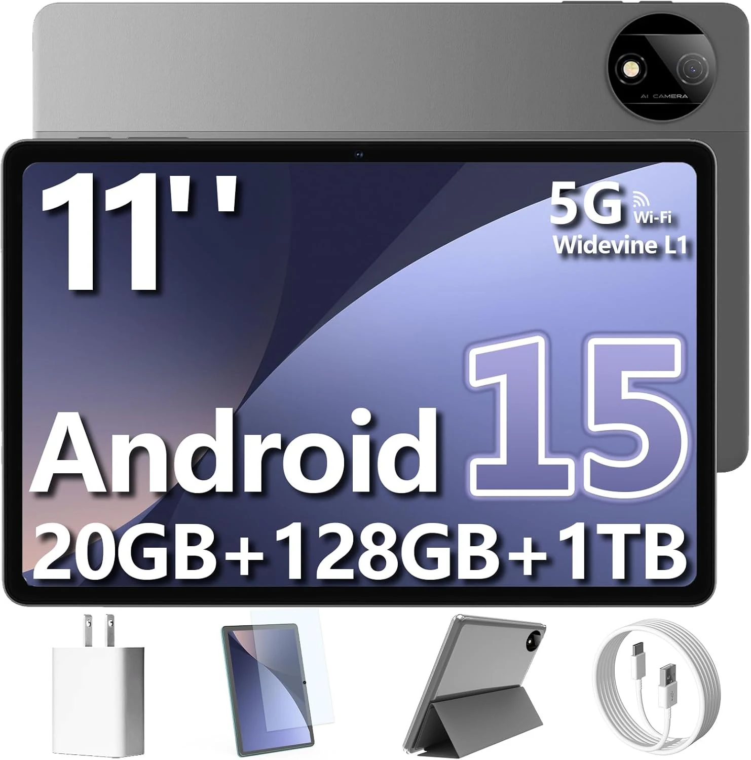 Tablet 11-inch Android 15 (20GB RAM + 128GB, up to 1TB microSD expansion)
