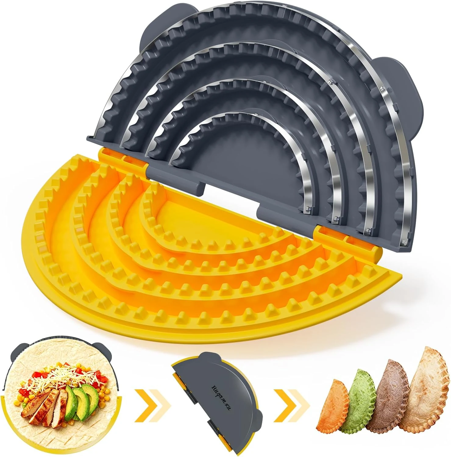 Updated 4-in-1 Tortilla Sealer Crimper, Adjustable 4"+6"+8"+10" Tortilla Crimper Quesadilla Maker
