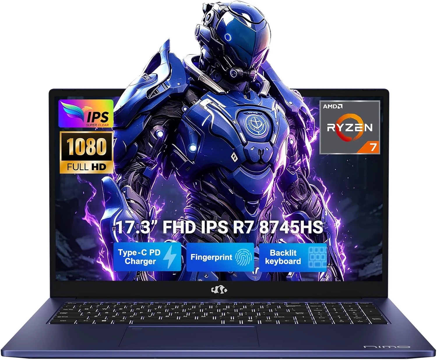 NIMO 17.3" IPS-Gaming-Laptop, AMD Ryzen 7 8745HS Up to 4.9GHz