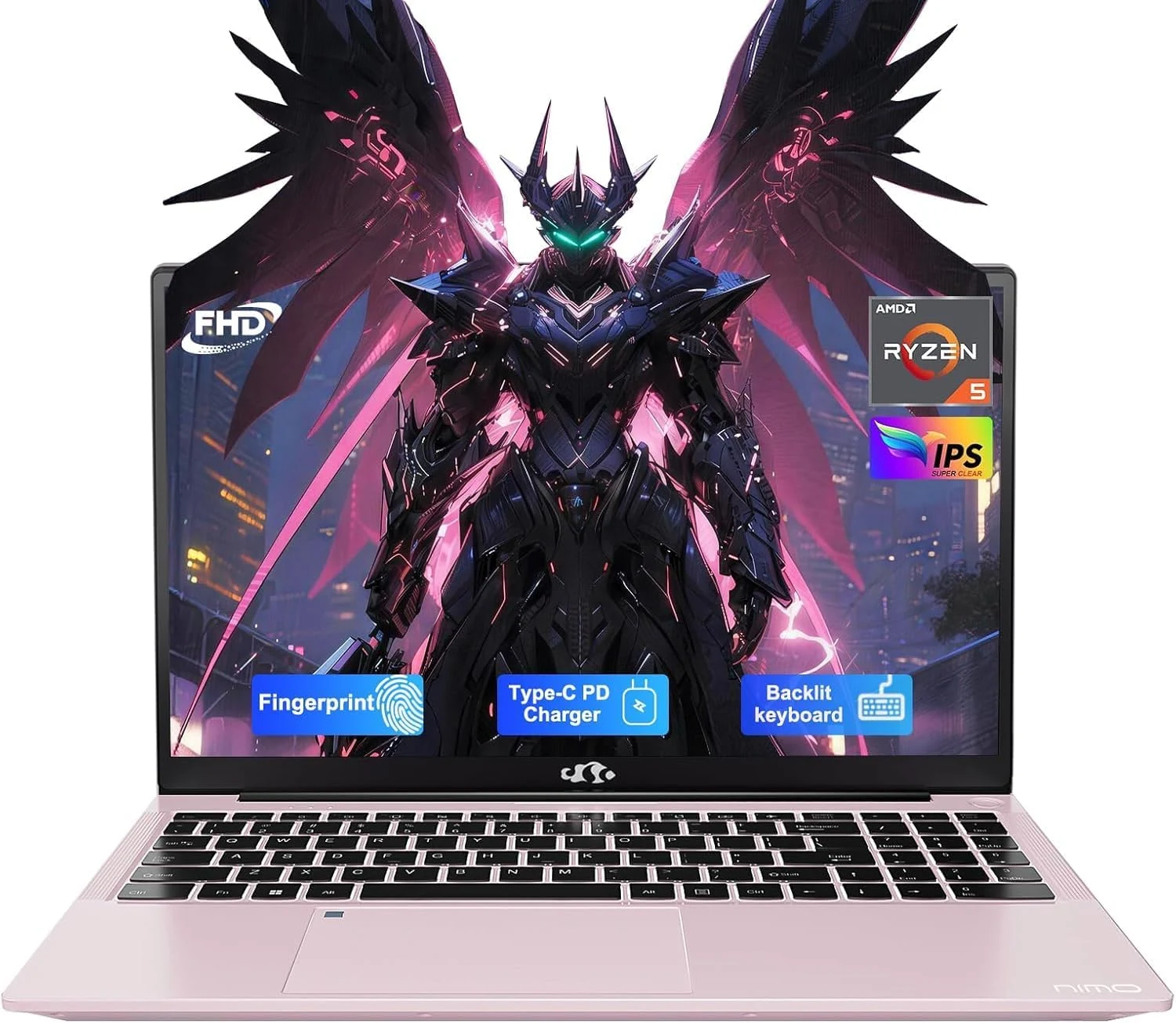NIMO 15.6" Laptop: Power & Reliability for Student & Office, AMD Ryzen 5 (Up to 3.7GHz), 16GB RAM 512GB SSD, Fast 65W Type-C Charging, Fingerprint, Backlit KB, 2-Year Warranty for Peace of Mind
