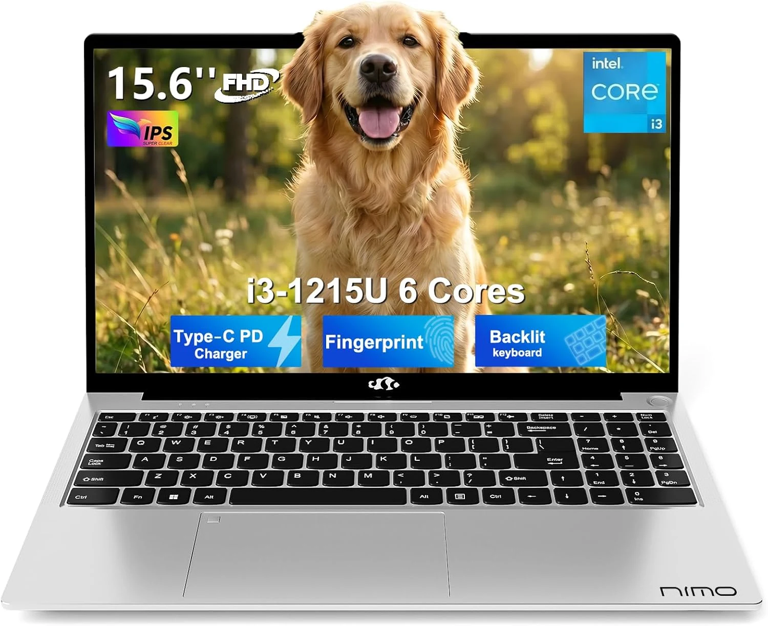 NIMO 15.6" FHD IPS Laptop, Intel Core i3-1215U (Beats i5-1135G7 Class), 16GB RAM, 512GB SSD, Windows 11 Home